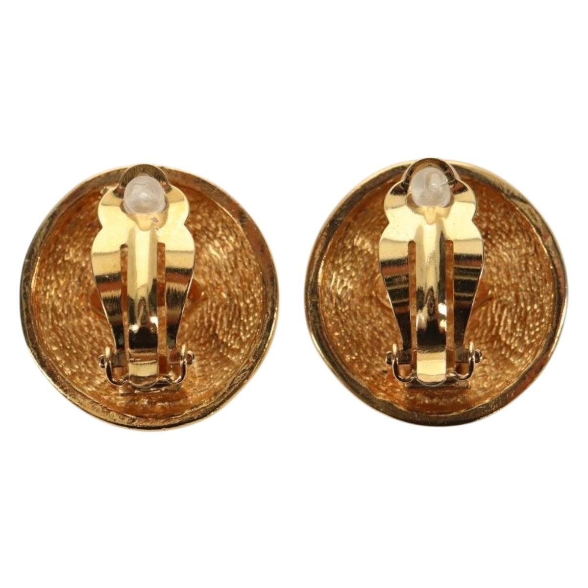 CHANEL COCO Mark Earring metal Gold Tone CC Auth 181301V