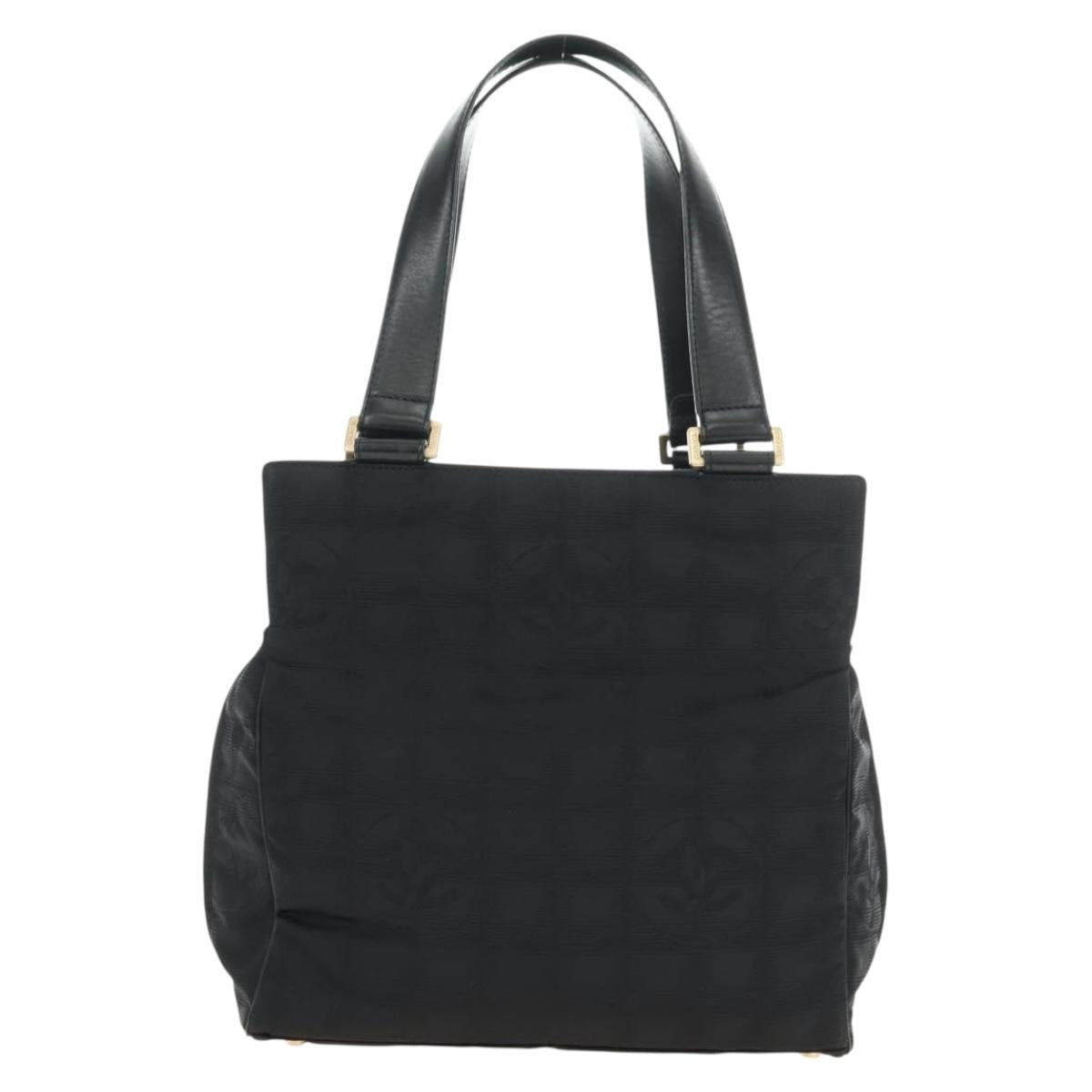 CHANEL New Travel Line Tote Bag Nylon Black Gold CC Auth 181304V