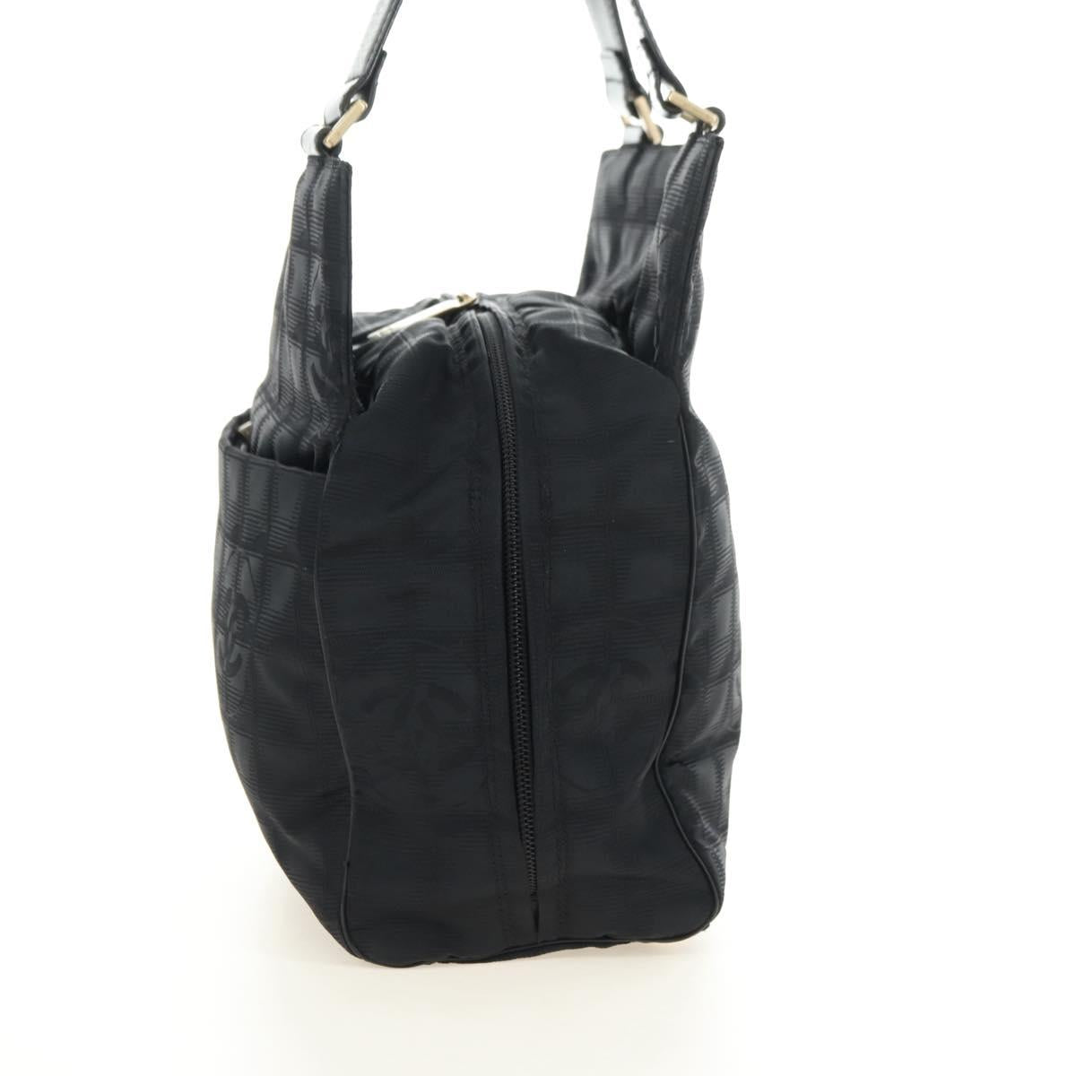 CHANEL New Travel Line Tote Bag Nylon Black Gold CC Auth 181304V