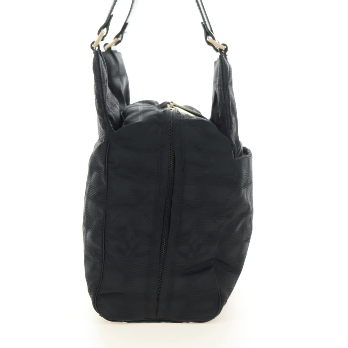 CHANEL New Travel Line Tote Bag Nylon Black Gold CC Auth 181304V