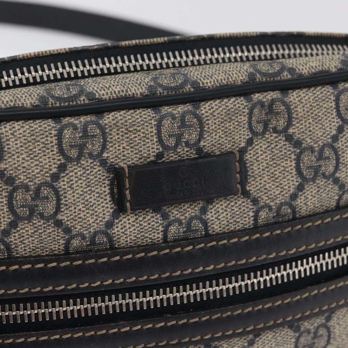 GUCCI GG Supreme Shoulder Bag PVC Navy Silver 201447 Auth 181305