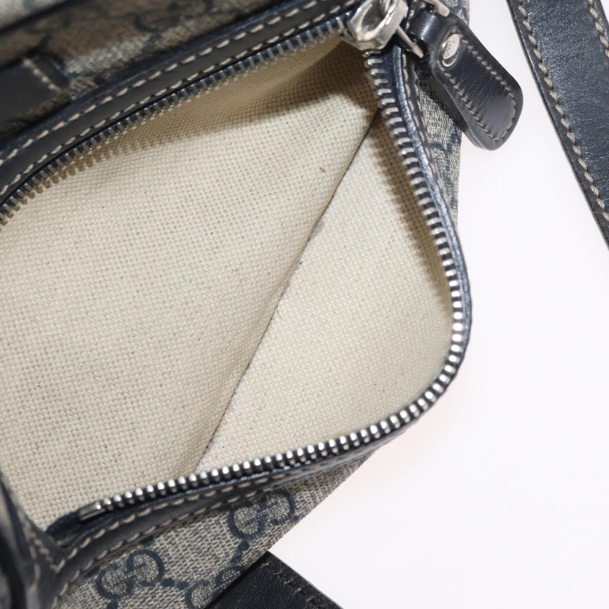 GUCCI GG Supreme Shoulder Bag PVC Navy Silver 201447 Auth 181305