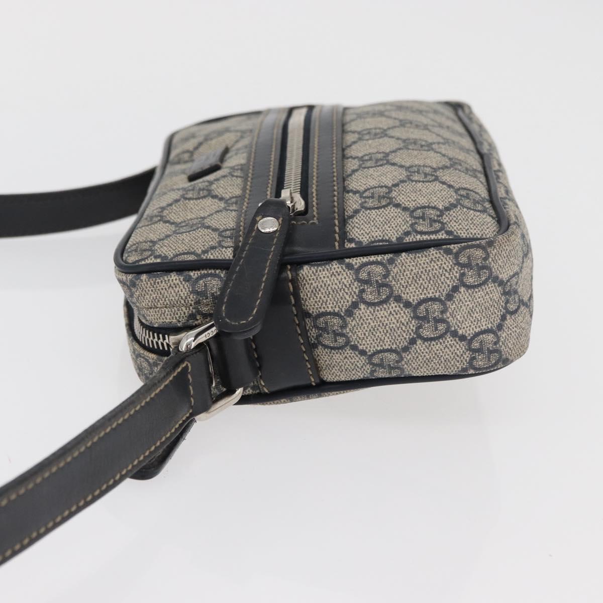 GUCCI GG Supreme Shoulder Bag PVC Navy Silver 201447 Auth 181305