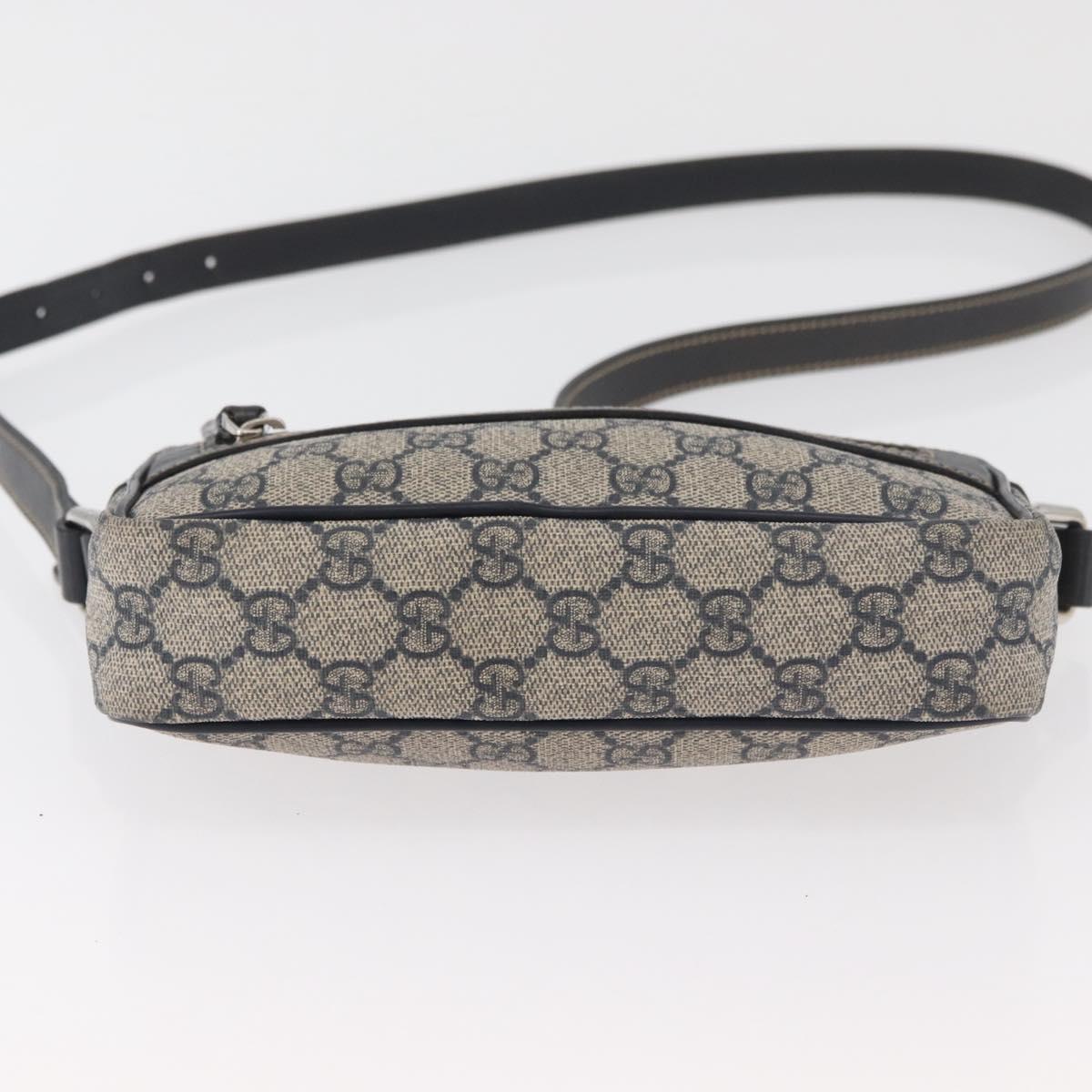 GUCCI GG Supreme Shoulder Bag PVC Navy Silver 201447 Auth 181305