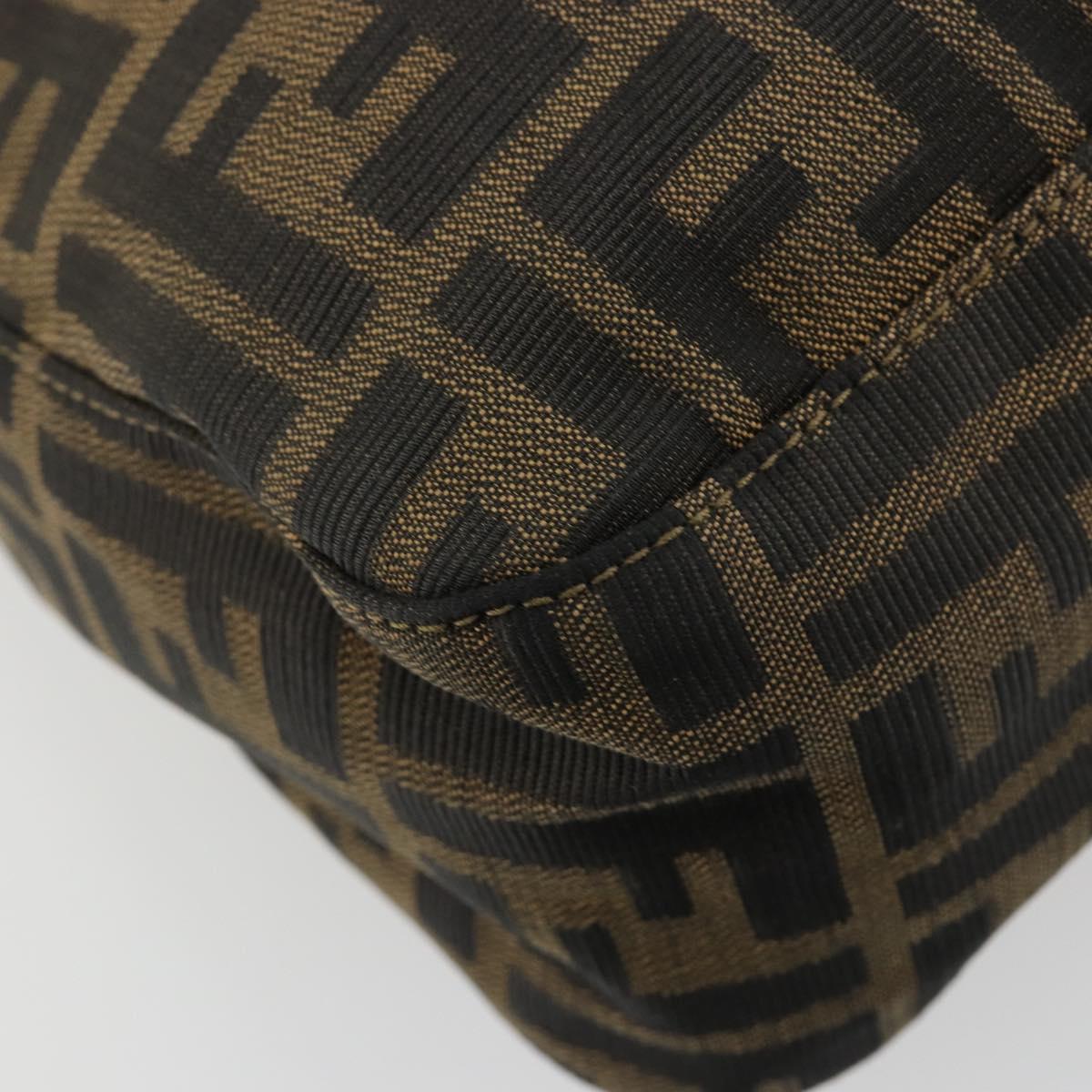 FENDI Zucca Canvas Shoulder Bag Black Brown Auth 181306A