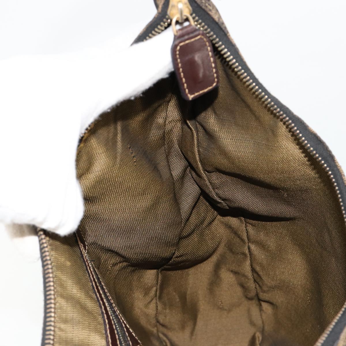 FENDI Zucca Canvas Shoulder Bag Black Brown Auth 181306A