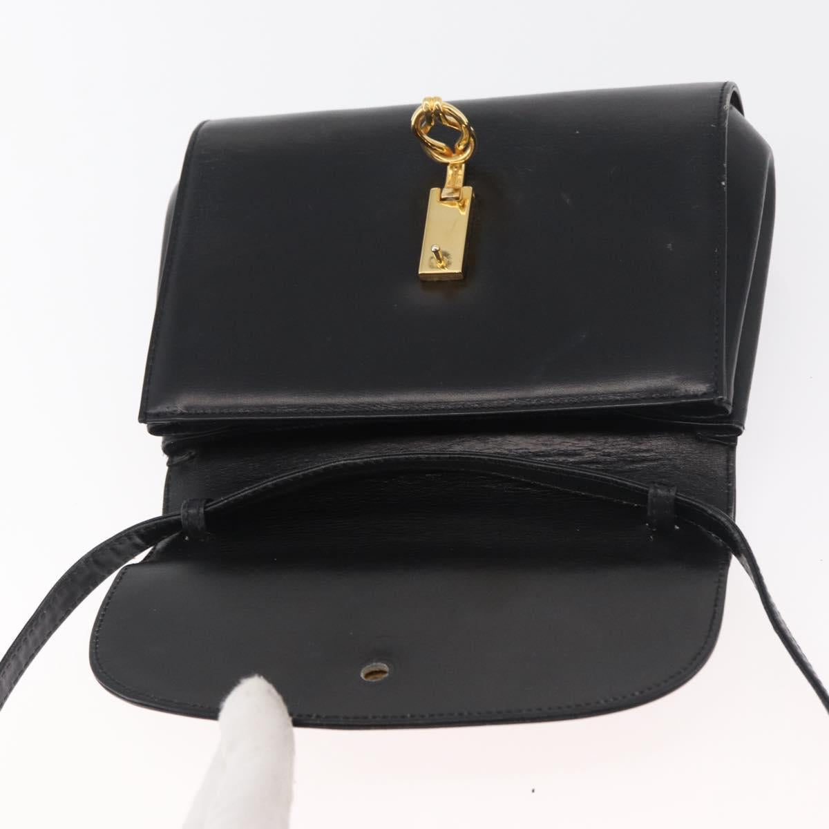 GUCCI Shoulder Bag Leather Black Gold 004 056 0219 Auth 181308