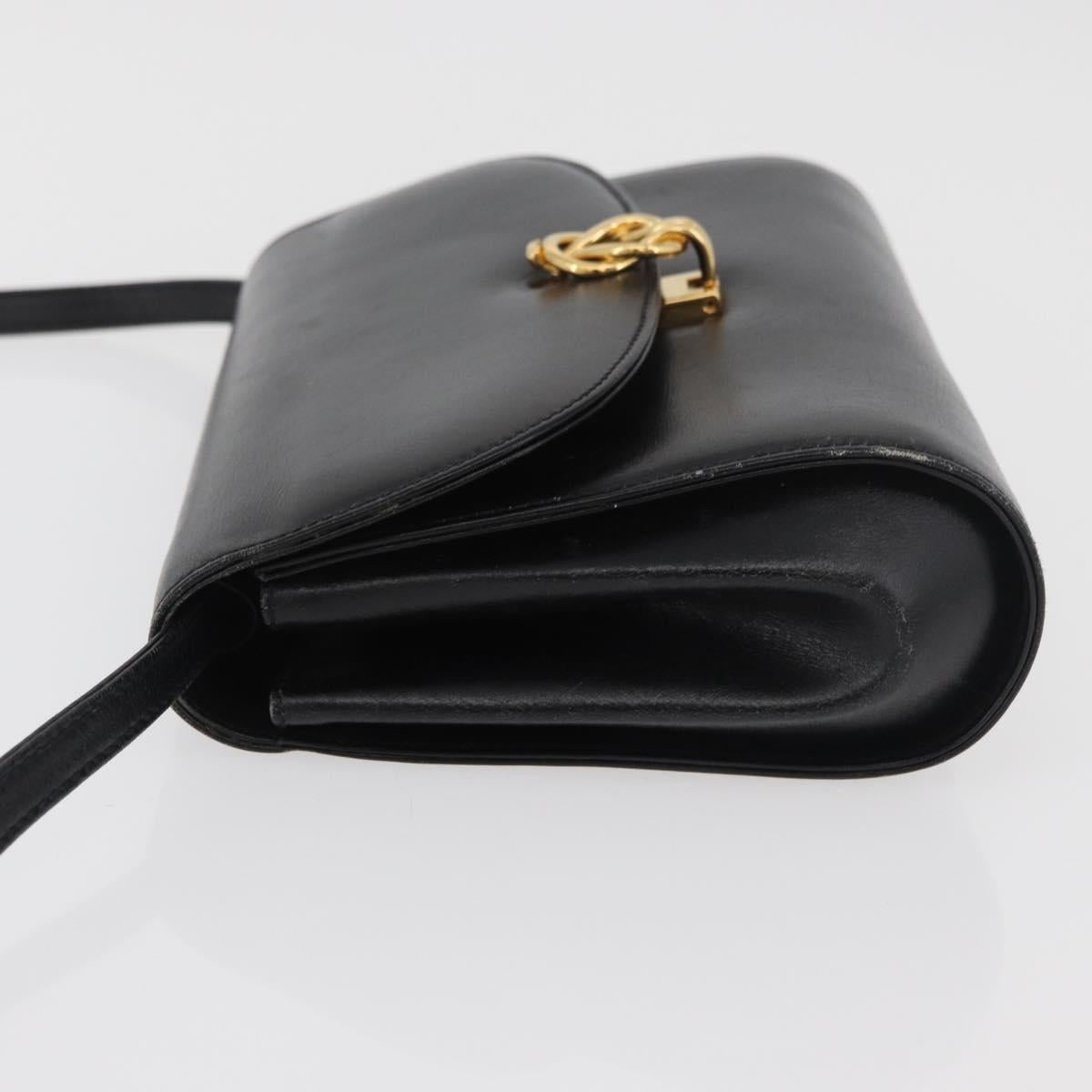 GUCCI Shoulder Bag Leather Black Gold 004 056 0219 Auth 181308