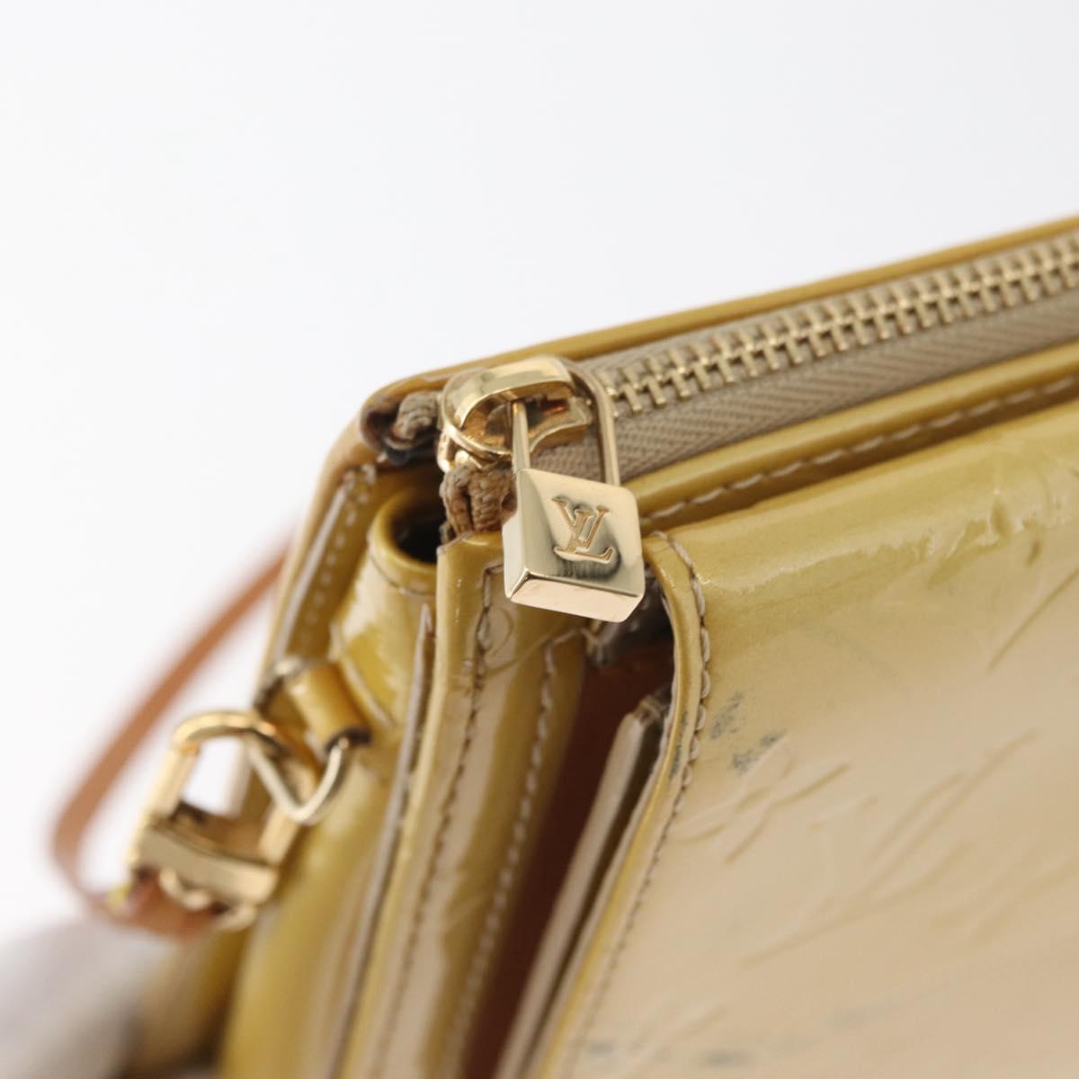 LOUIS VUITTON Monogram Vernis Motto Accessory Pouch Beige M91136 LV Auth 181309
