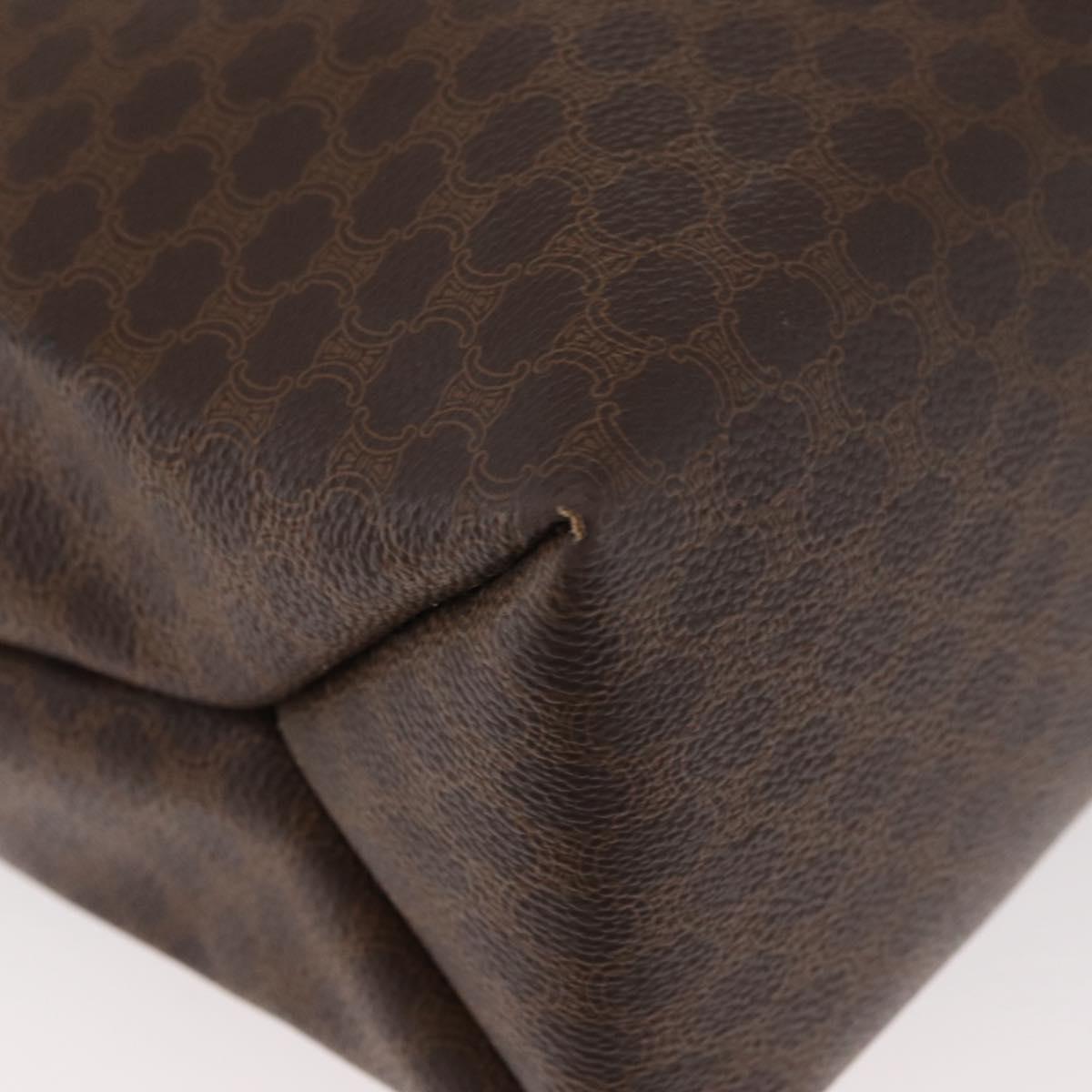 CELINE Macadam Canvas Tote Bag PVC Leather Brown Gold Auth 181314