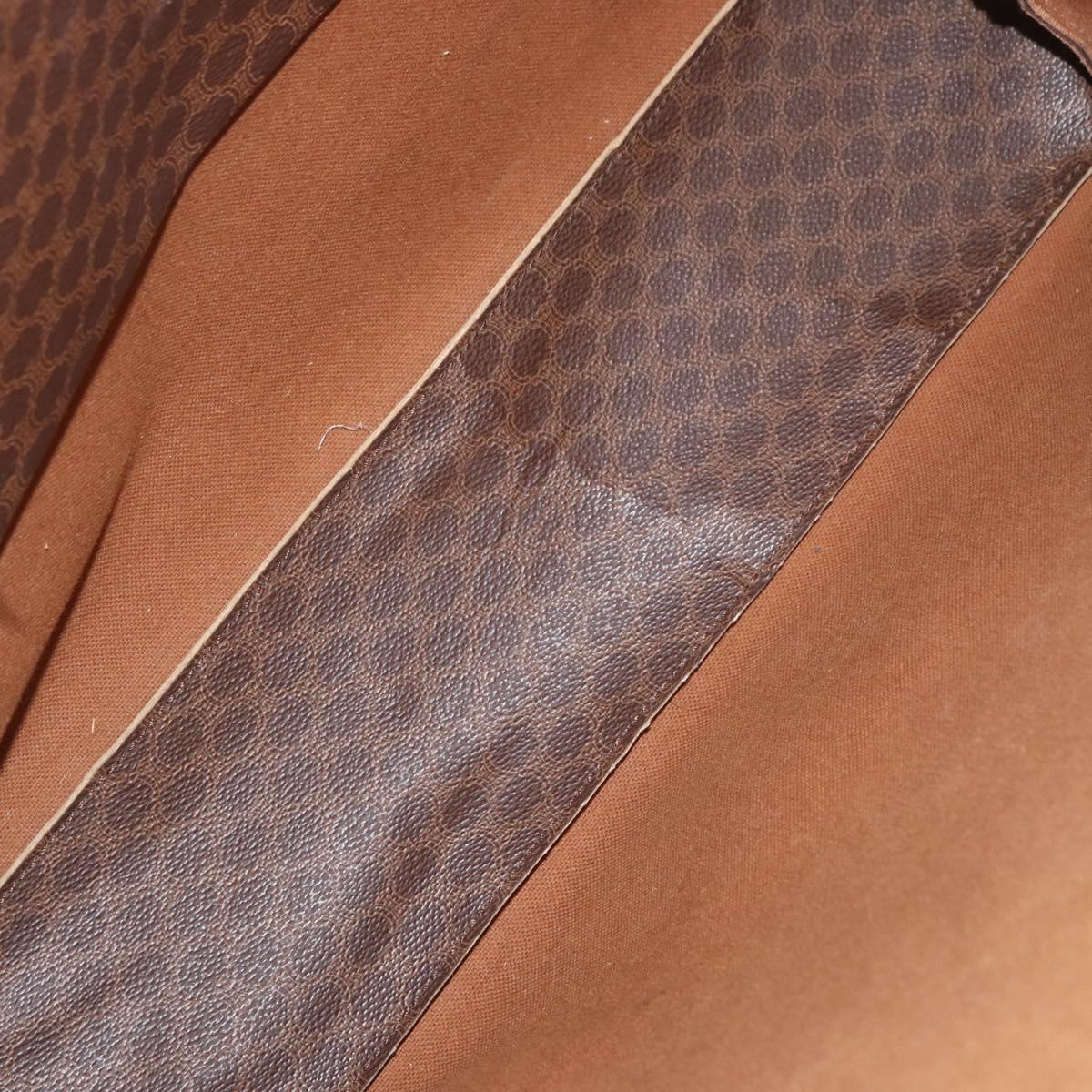 CELINE Macadam Canvas Tote Bag PVC Leather Brown Gold Auth 181314