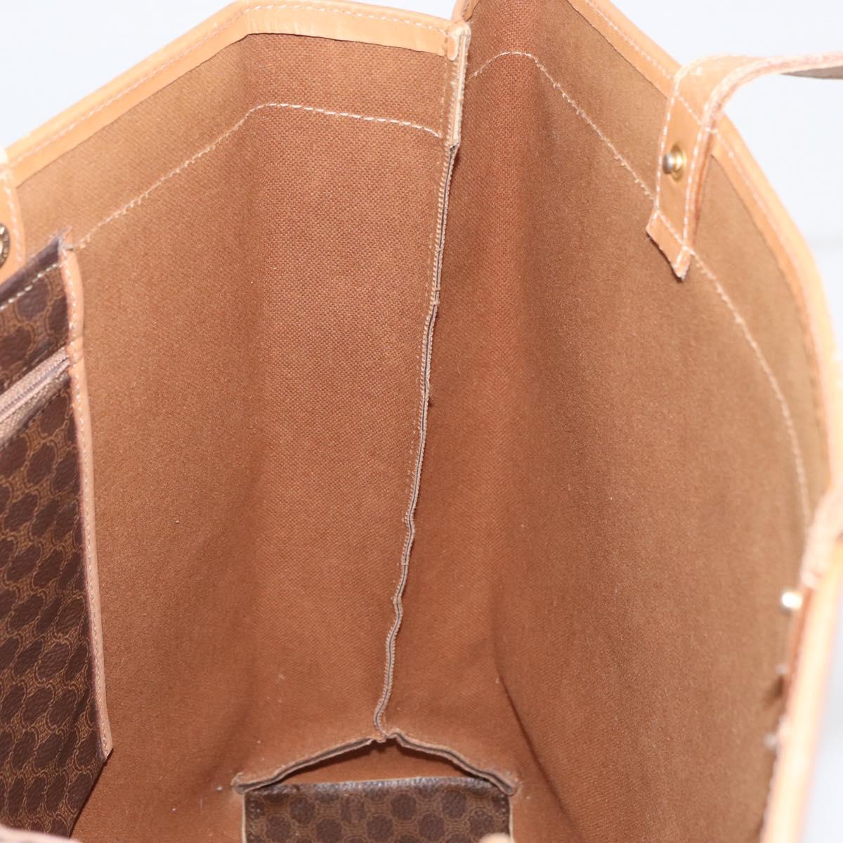 CELINE Macadam Canvas Tote Bag PVC Leather Brown Gold Auth 181314