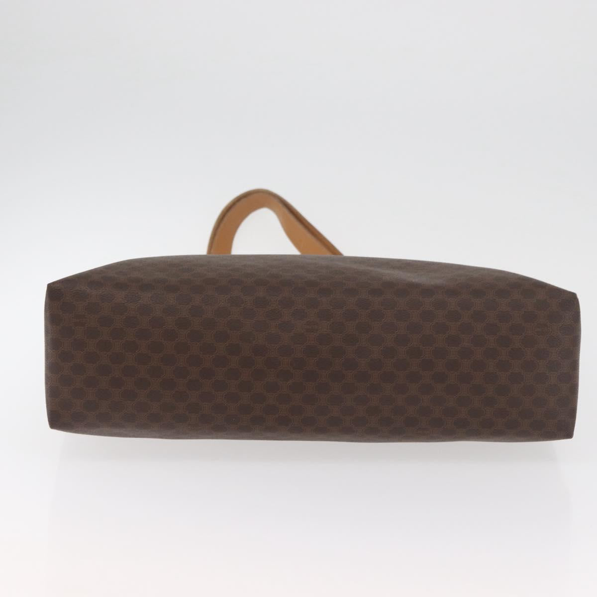 CELINE Macadam Canvas Tote Bag PVC Leather Brown Gold Auth 181314