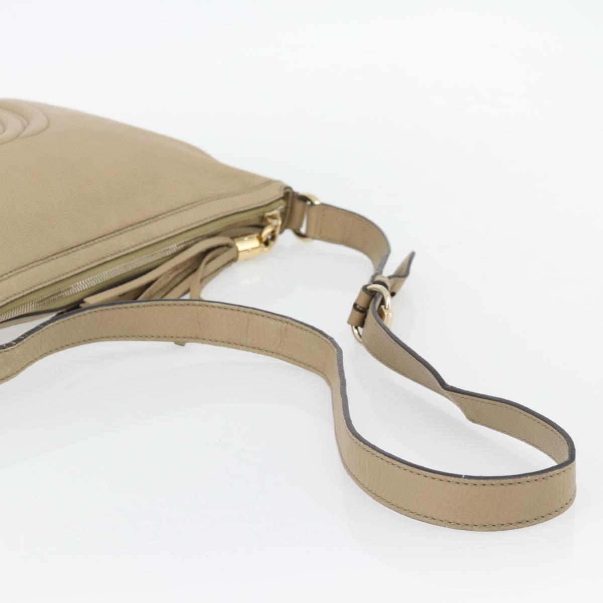 GUCCI Soho Shoulder Bag Leather Beige Gold 308361 Auth 181315A