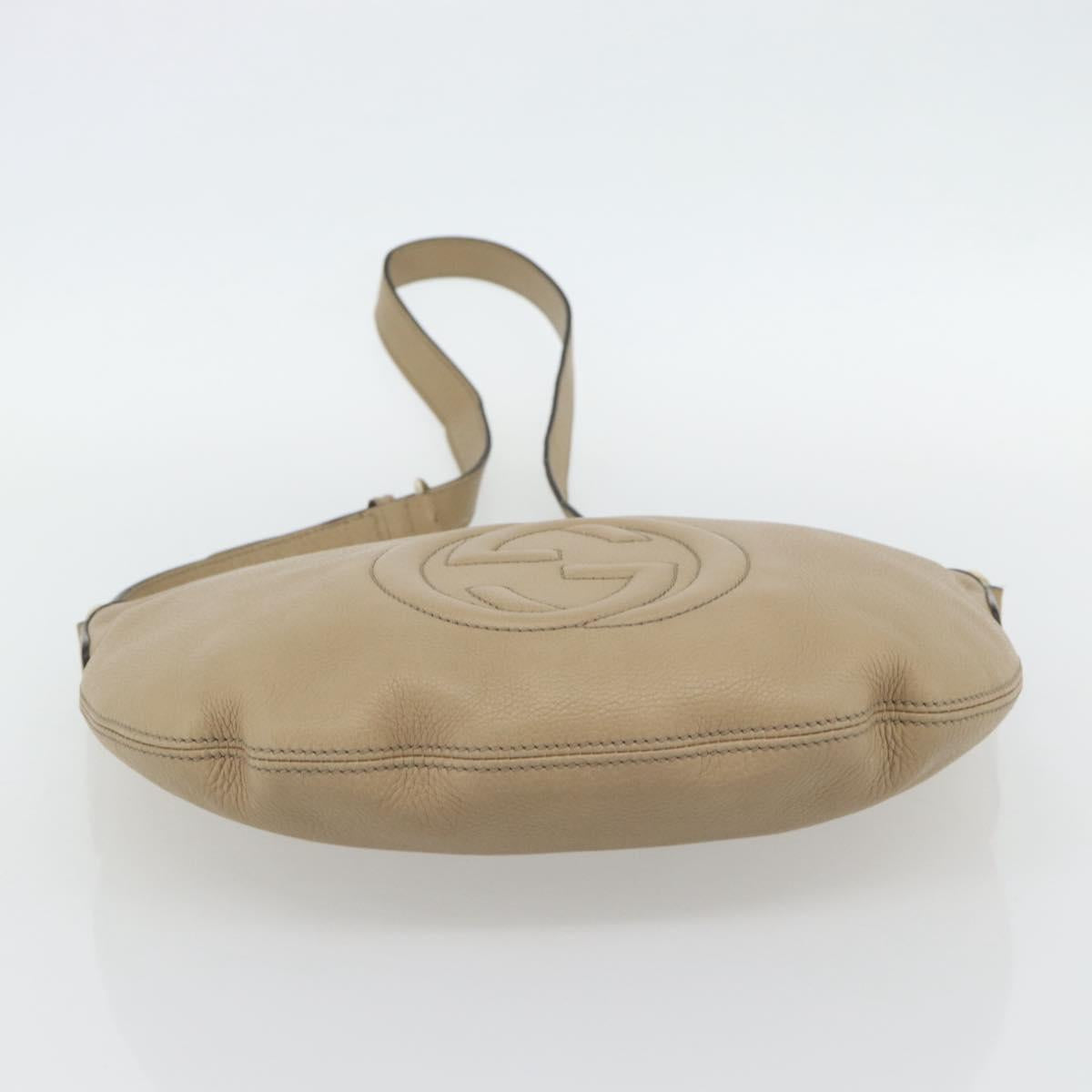 GUCCI Soho Shoulder Bag Leather Beige Gold 308361 Auth 181315A