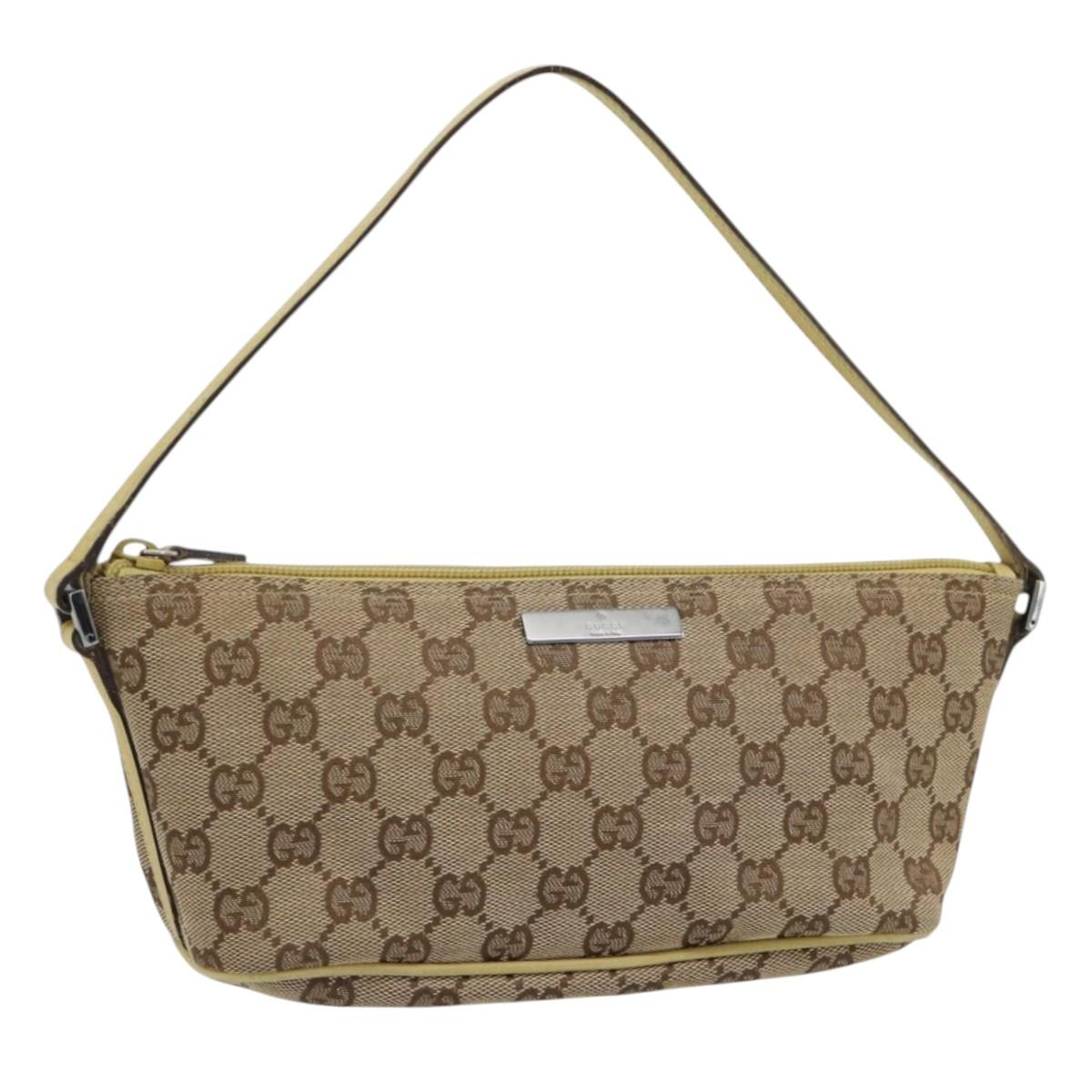 GUCCI GG Canvas Accessory Pouch Beige 07198 Auth 181316A
