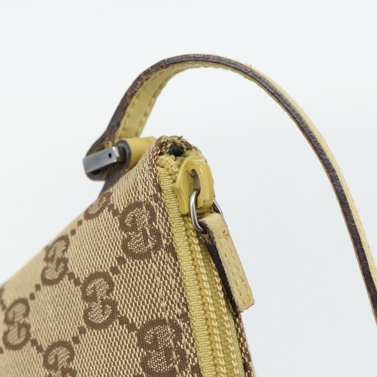 GUCCI GG Canvas Accessory Pouch Beige 07198 Auth 181316A