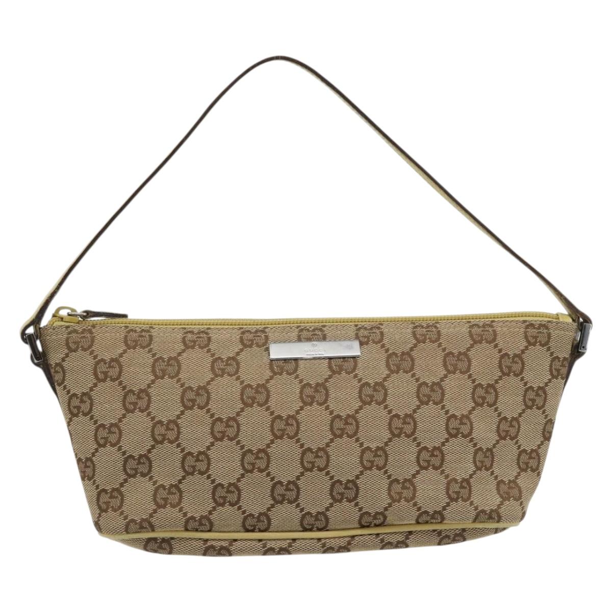 GUCCI GG Canvas Accessory Pouch Beige 07198 Auth 181316A