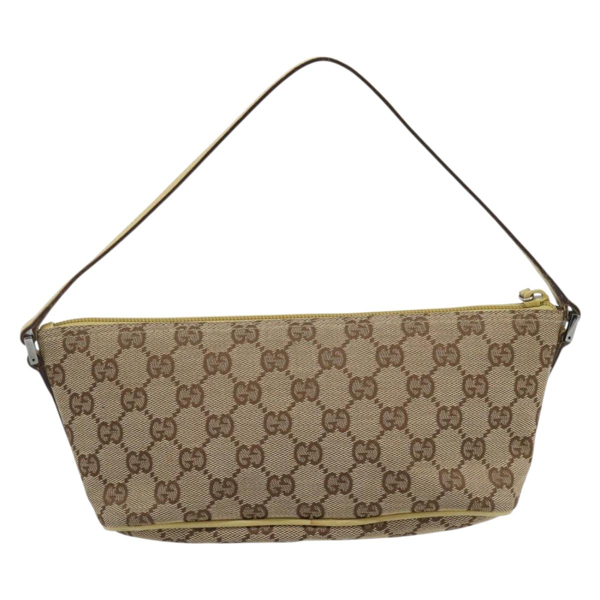 GUCCI GG Canvas Accessory Pouch Beige 07198 Auth 181316A