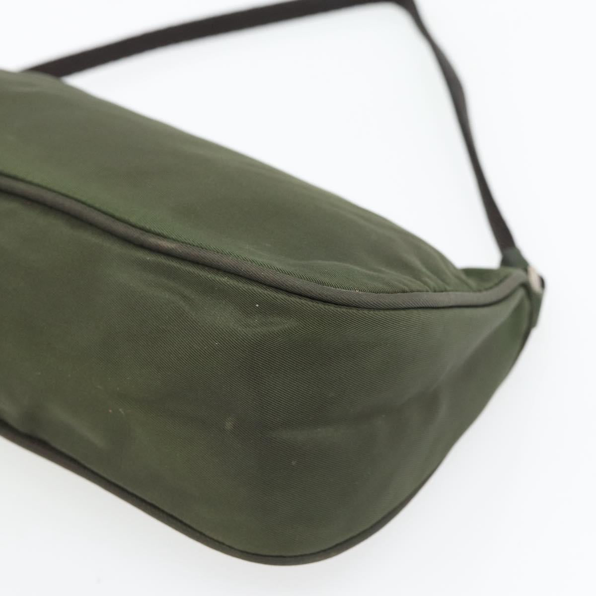 PRADA Accessory Pouch Nylon Green Gold Auth 181325A