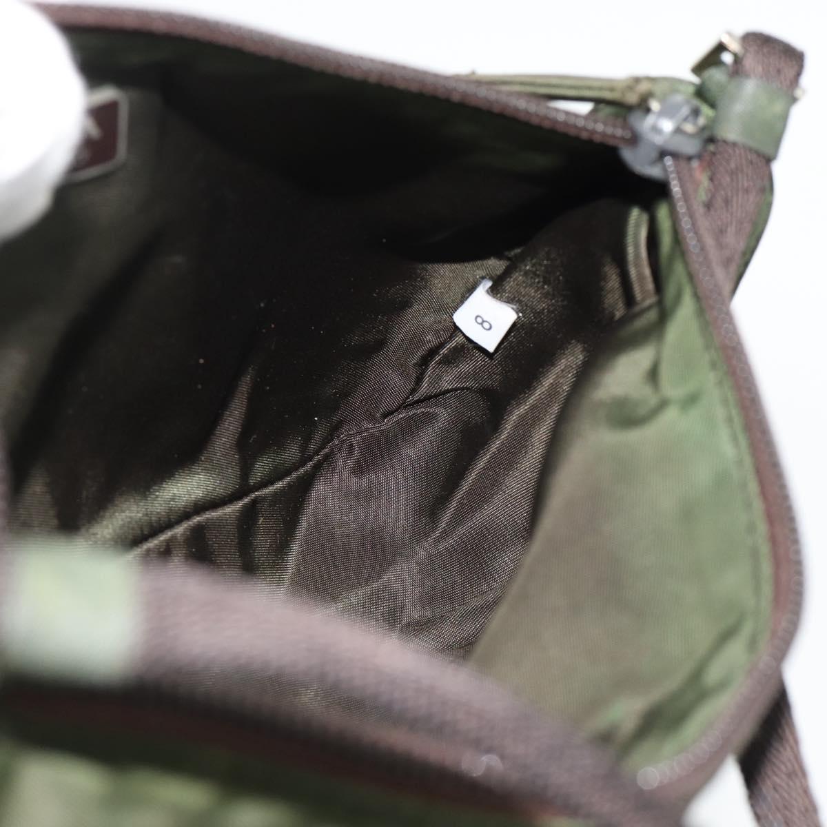 PRADA Accessory Pouch Nylon Green Gold Auth 181325A