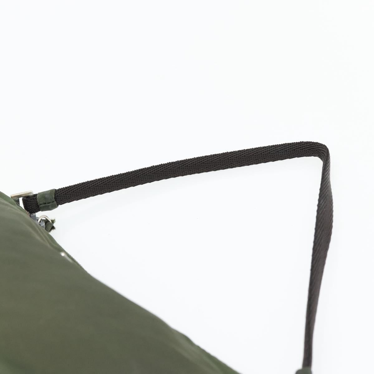 PRADA Accessory Pouch Nylon Green Gold Auth 181325A