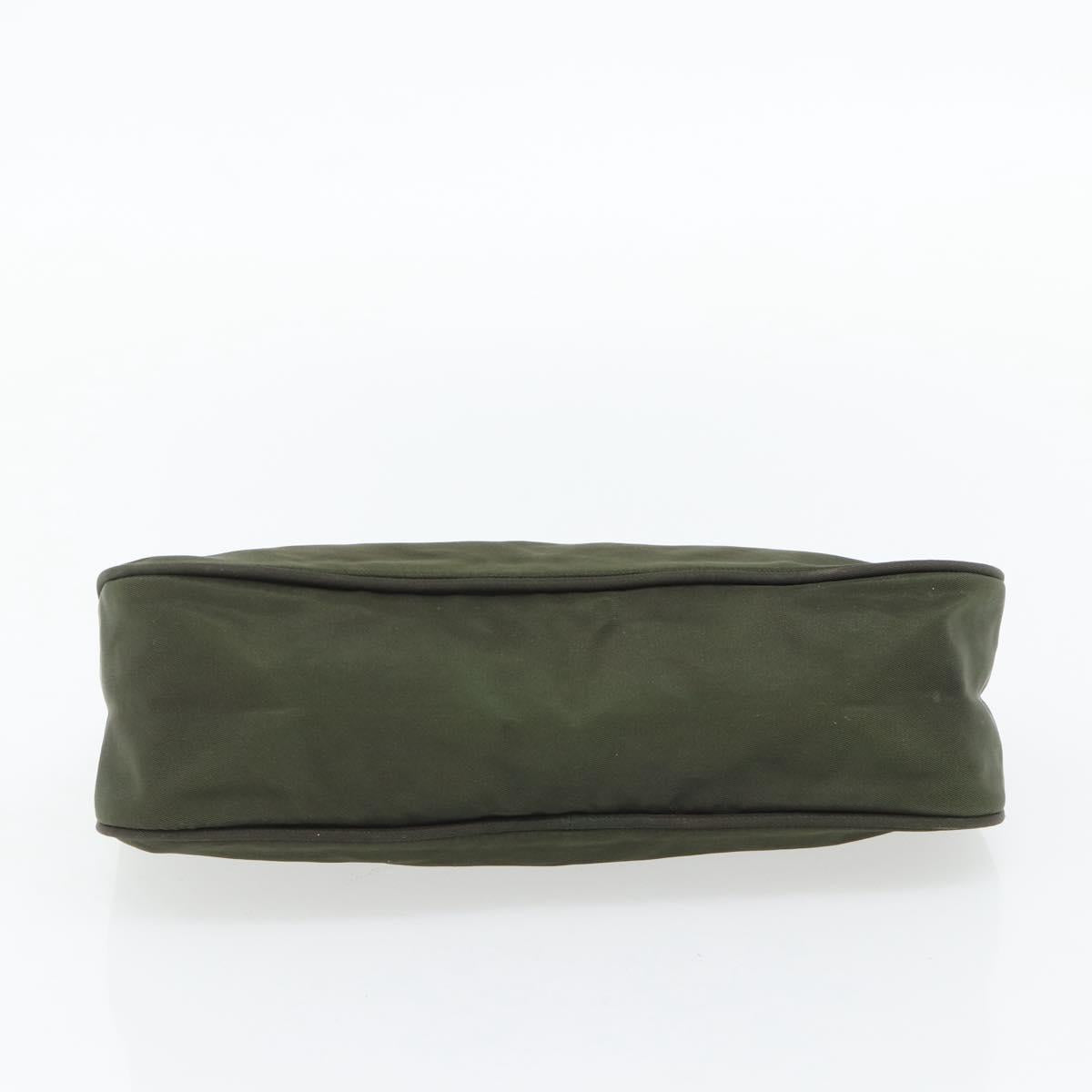 PRADA Accessory Pouch Nylon Green Gold Auth 181325A