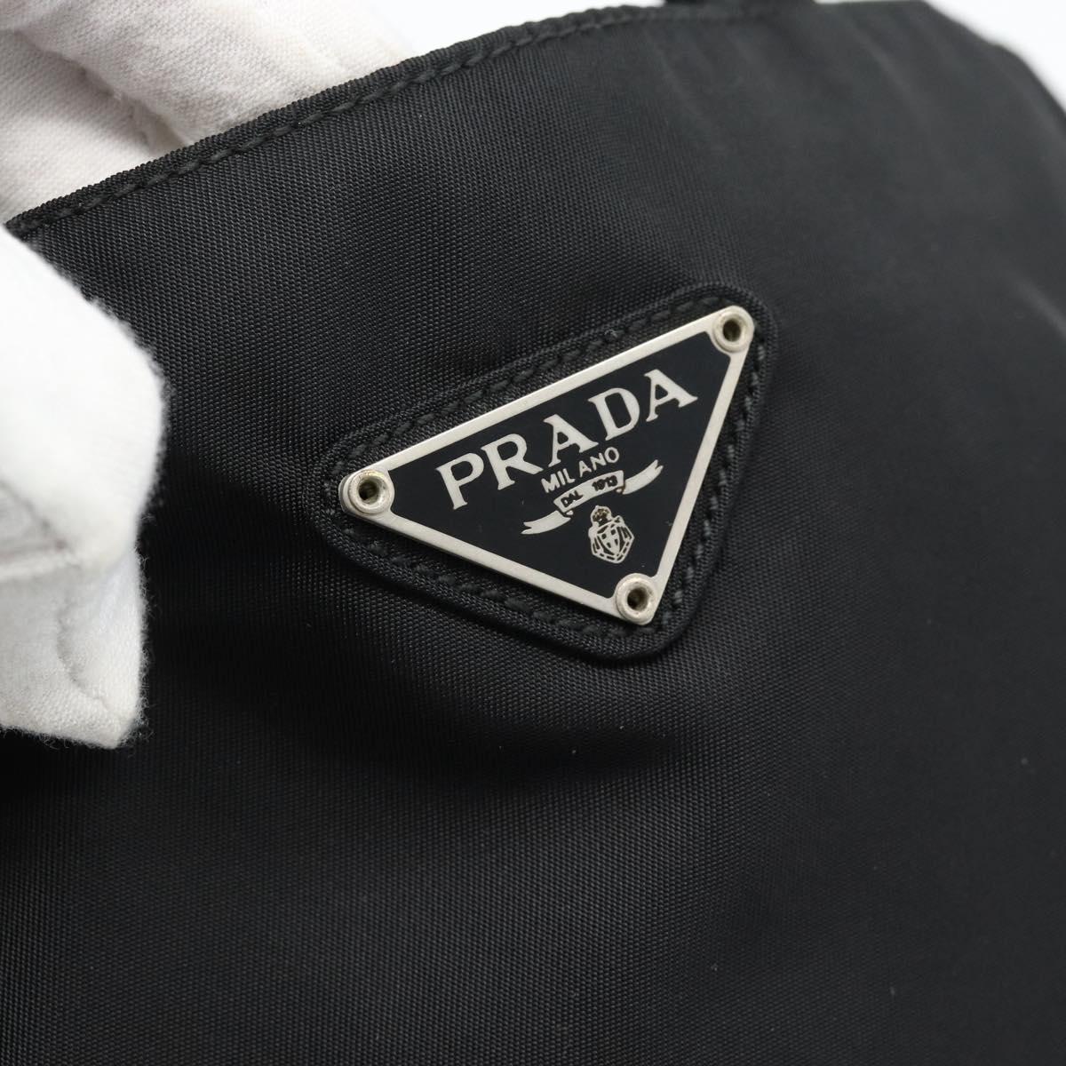 PRADA Hand Bag Nylon Black Silver Auth 181329