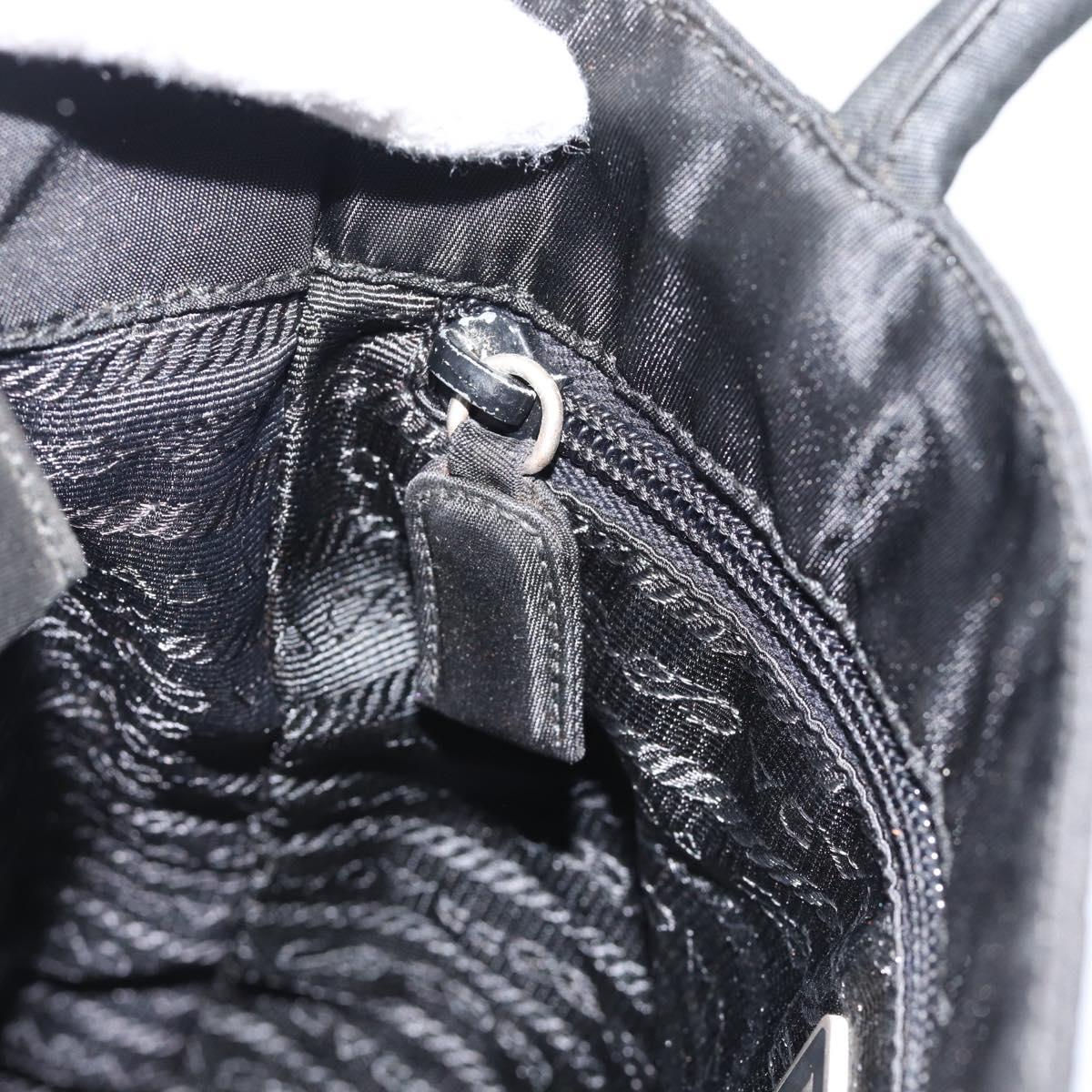 PRADA Hand Bag Nylon Black Silver Auth 181329