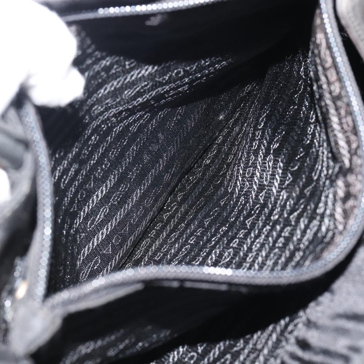 PRADA Hand Bag Nylon Black Silver Auth 181329