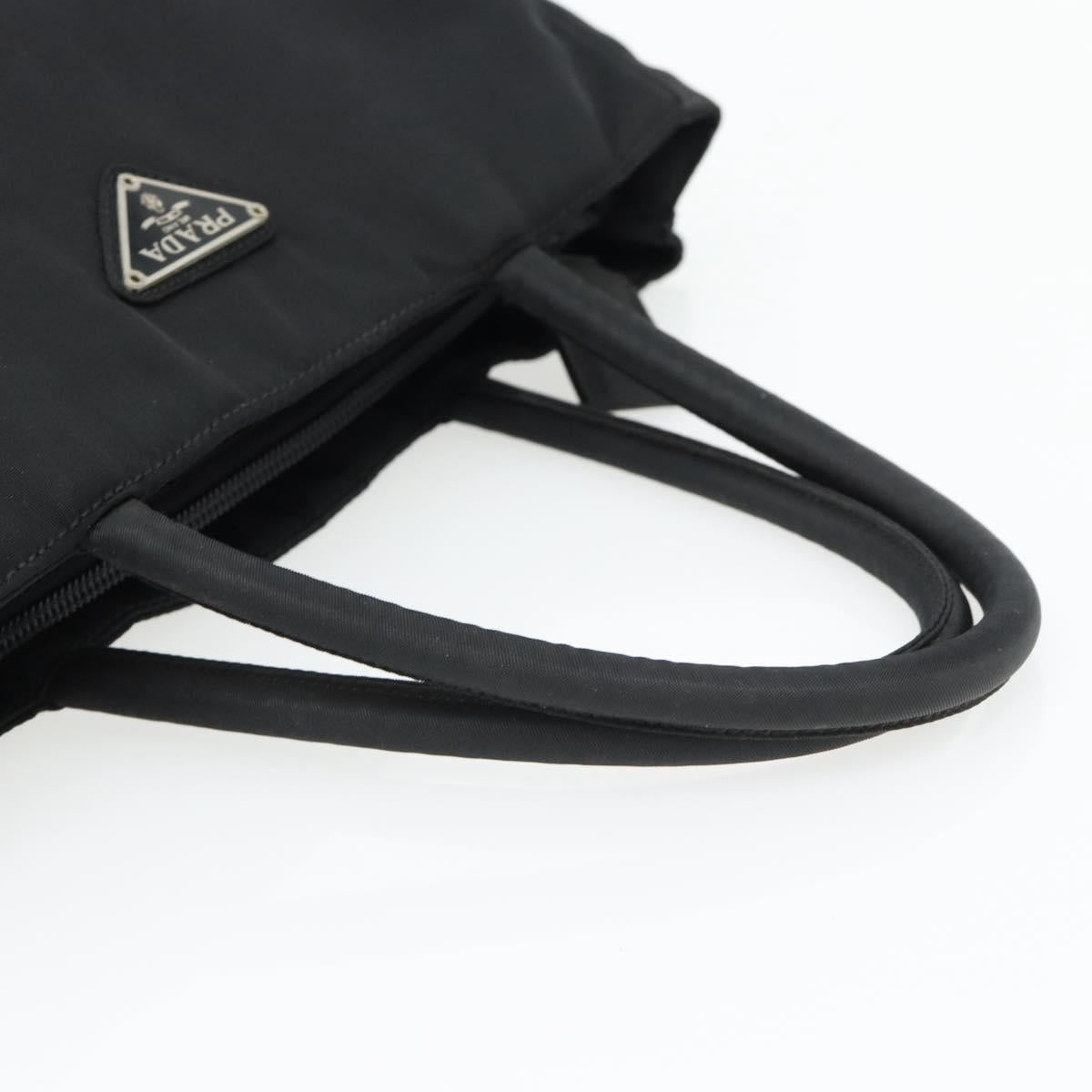 PRADA Hand Bag Nylon Black Silver Auth 181329
