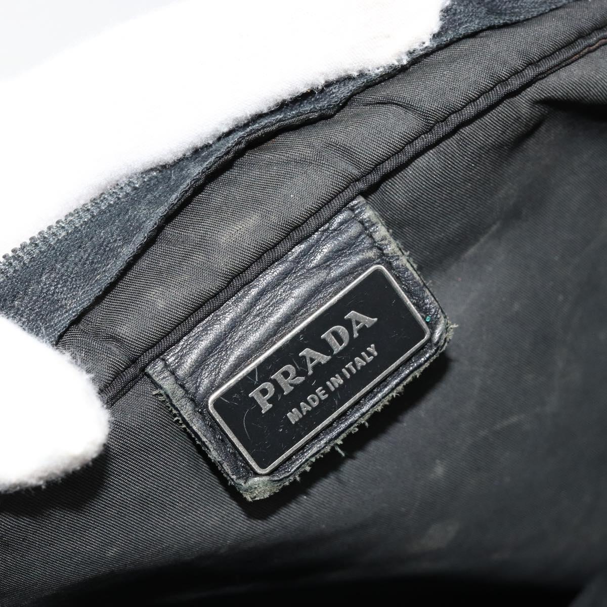 PRADA Shoulder Bag Nylon Black Silver Auth 181330