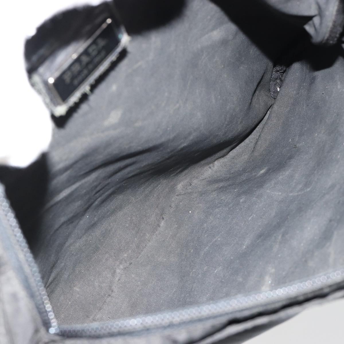 PRADA Shoulder Bag Nylon Black Silver Auth 181330