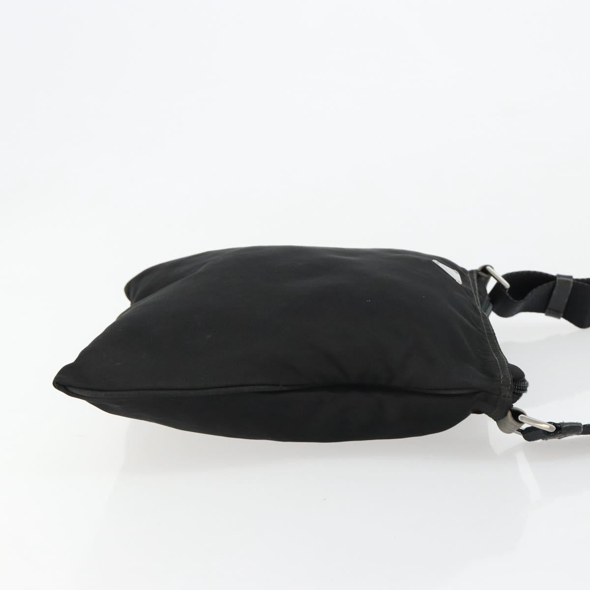 PRADA Shoulder Bag Nylon Black Silver Auth 181330