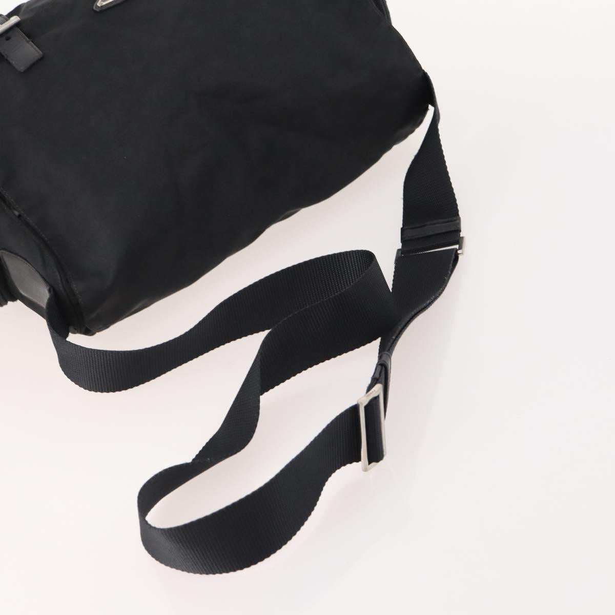 PRADA Shoulder Bag Nylon Suede 2 Set Black Silver Auth 181335
