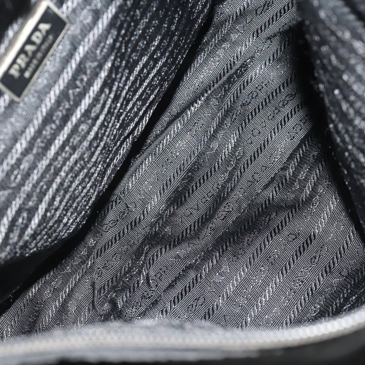 PRADA Shoulder Bag Nylon Suede 2 Set Black Silver Auth 181335