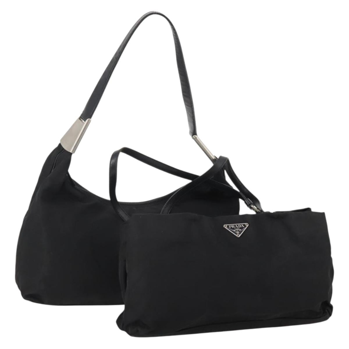PRADA Shoulder Bag Nylon 2 Set Black Auth 181336