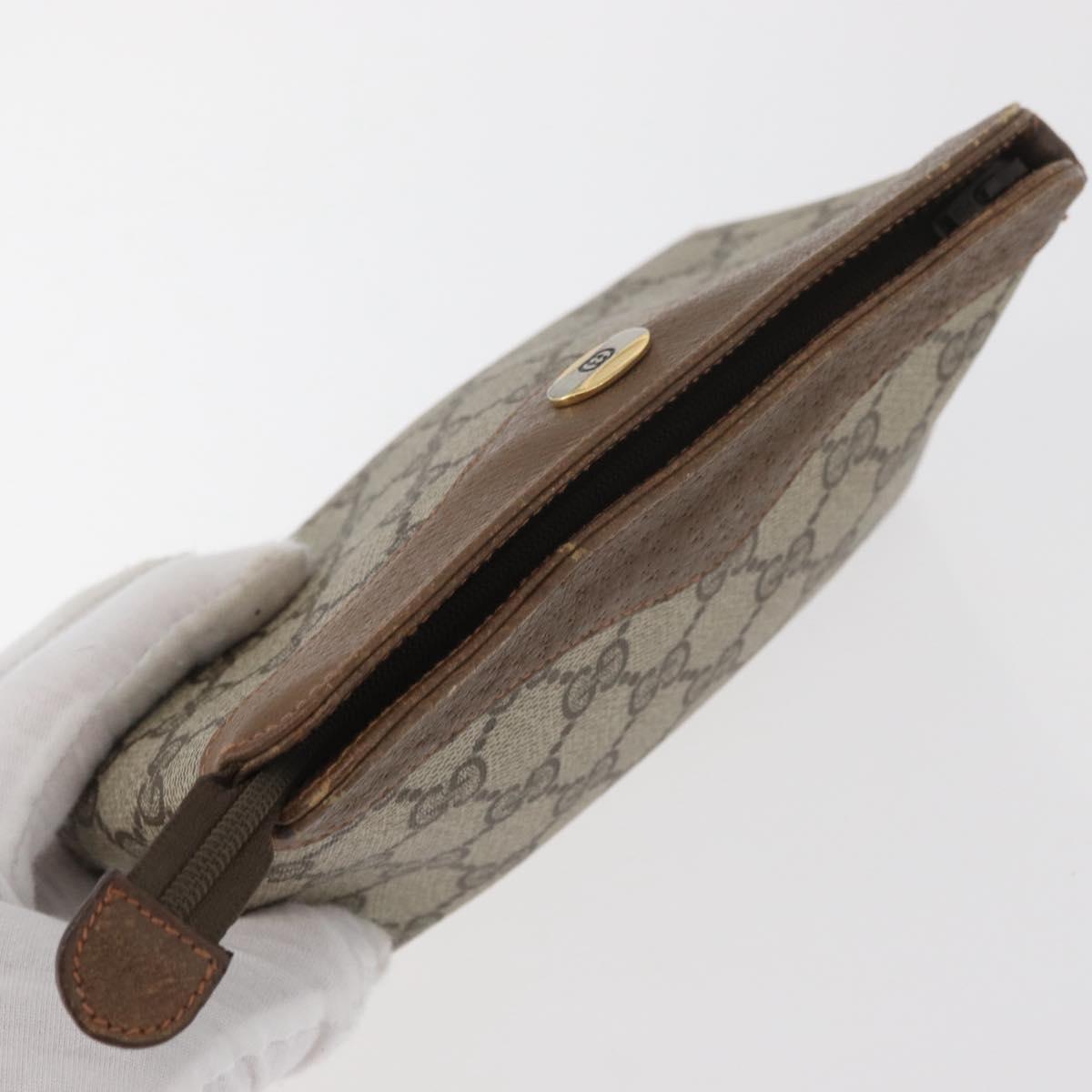 GUCCI GG Supreme Pouch PVC 2 Set Beige Gold Auth 181337