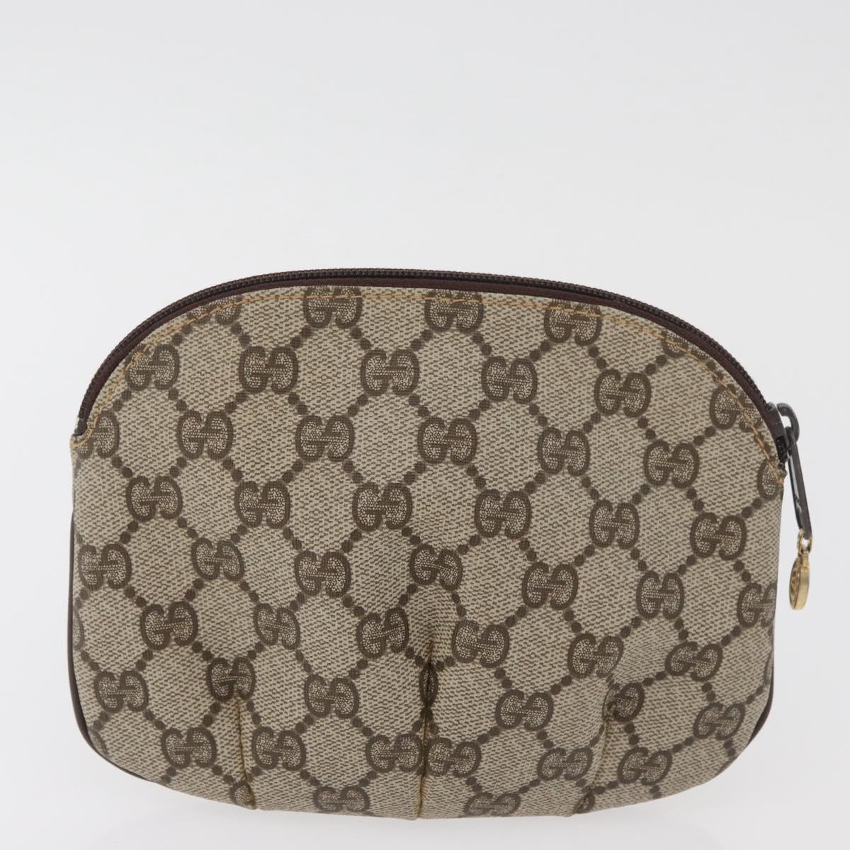 GUCCI GG Supreme Pouch PVC 2 Set Beige Gold Auth 181337