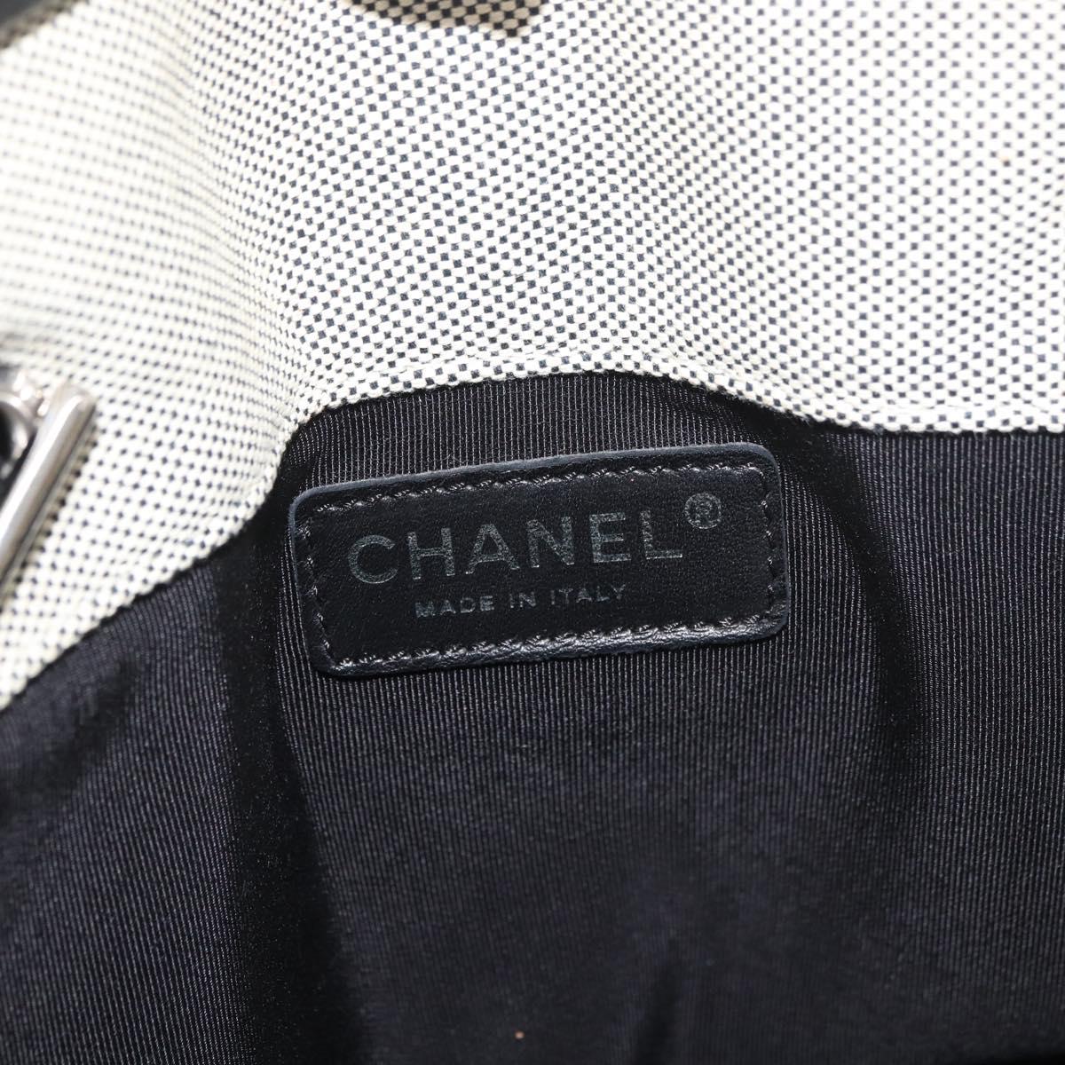 CHANEL Choco Bar Chain Shoulder Bag Canvas Gray Silver CC Auth 181350A