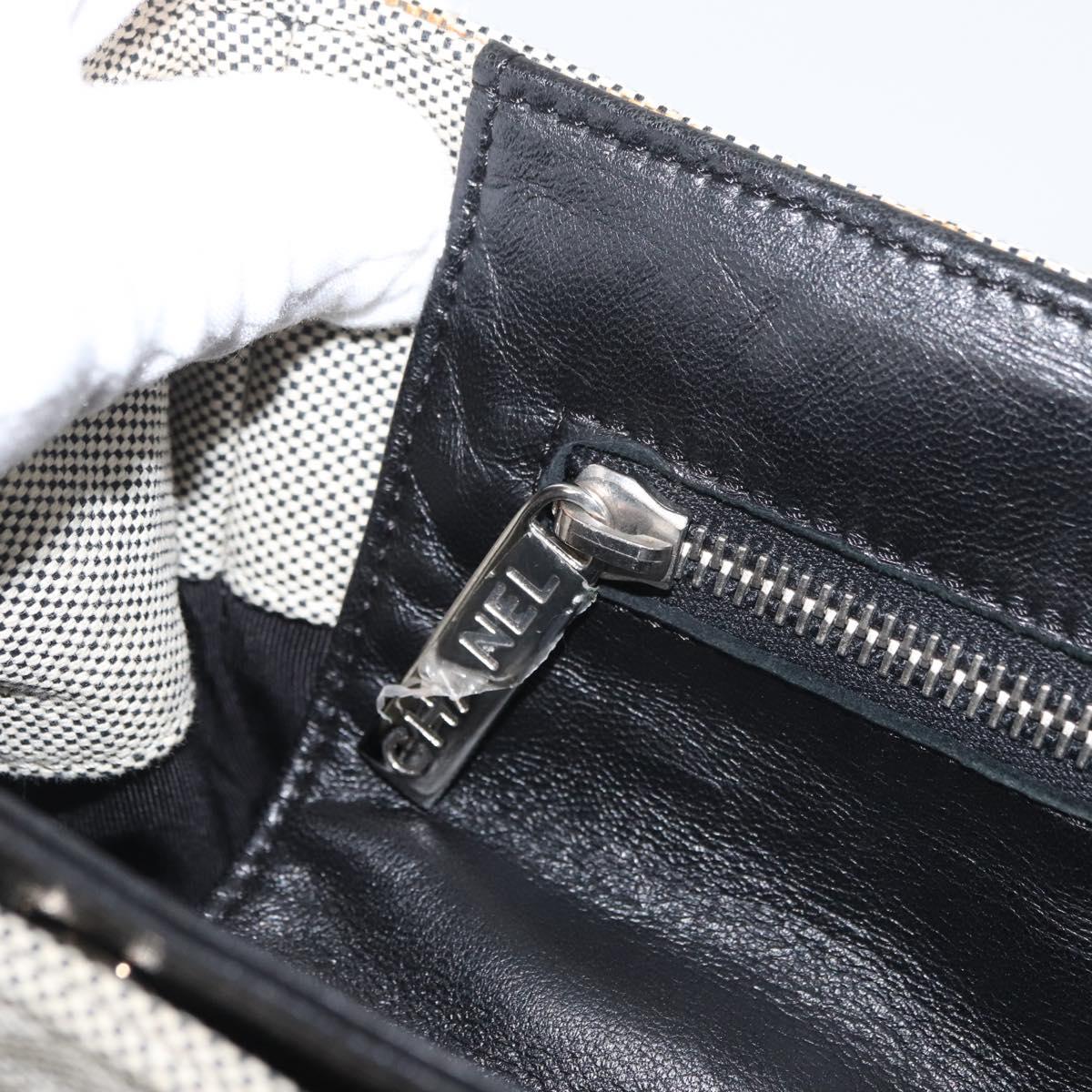 CHANEL Choco Bar Chain Shoulder Bag Canvas Gray Silver CC Auth 181350A