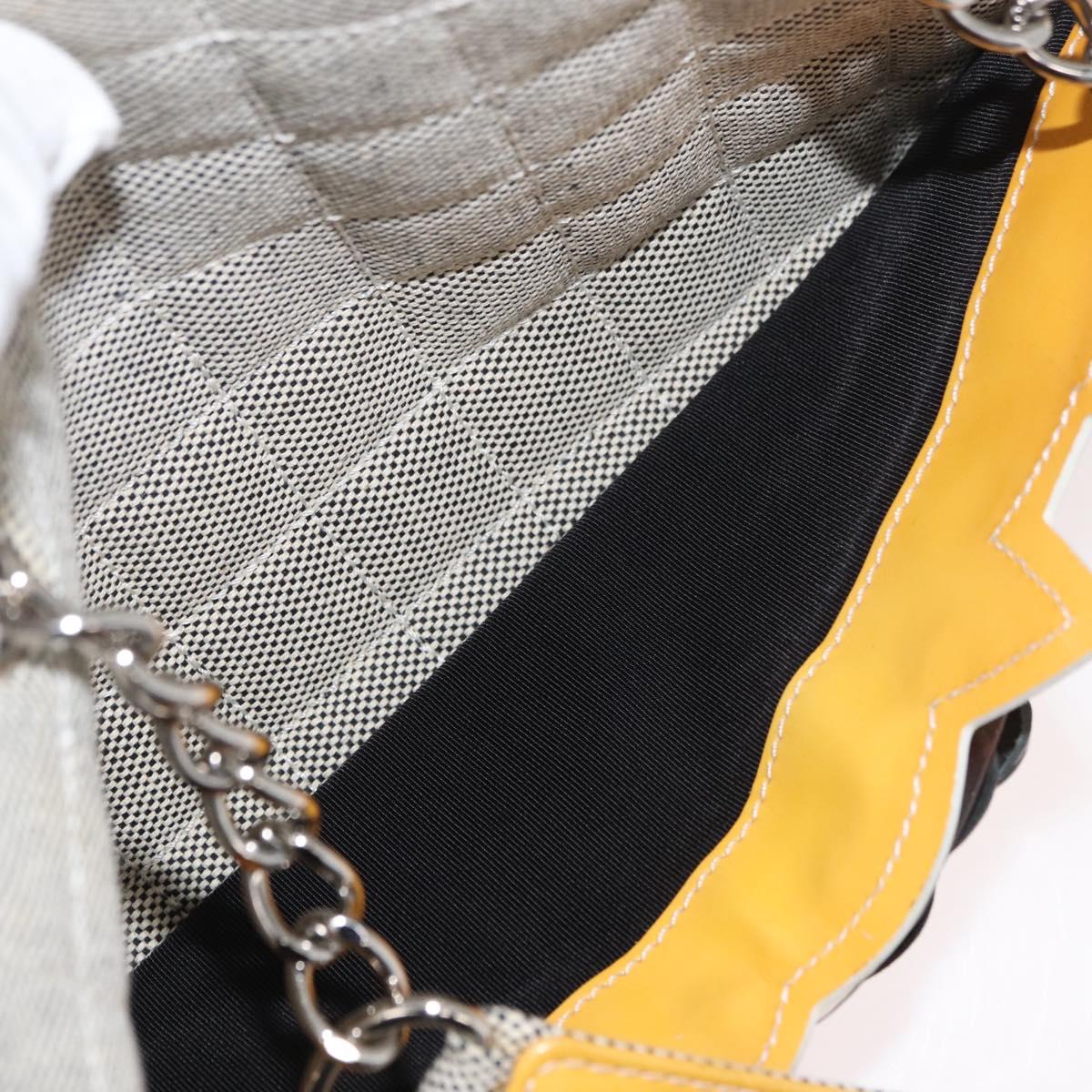 CHANEL Choco Bar Chain Shoulder Bag Canvas Gray Silver CC Auth 181350A