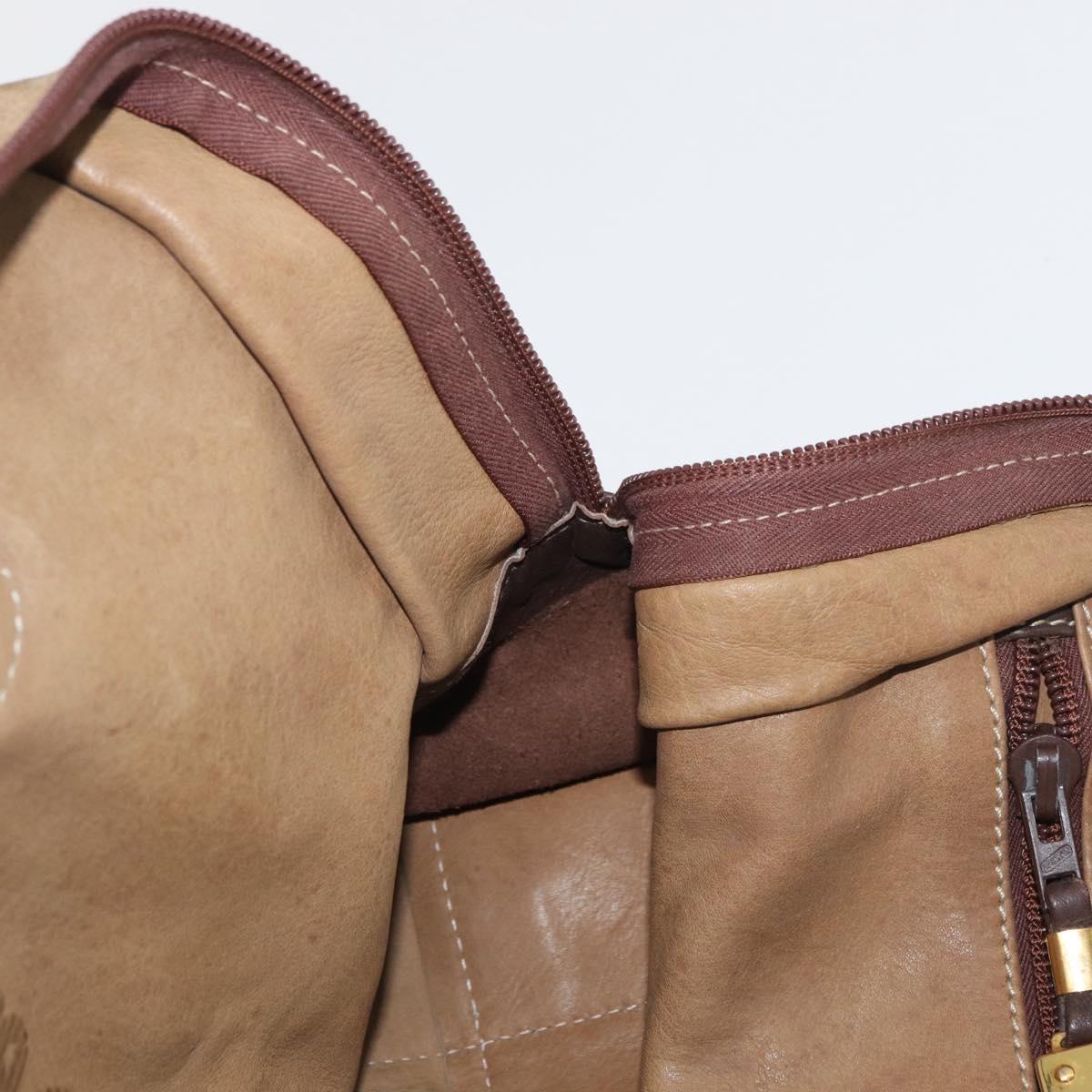 LOEWE Amazona 32 Hand Bag Suede Brown Gold Auth 181358