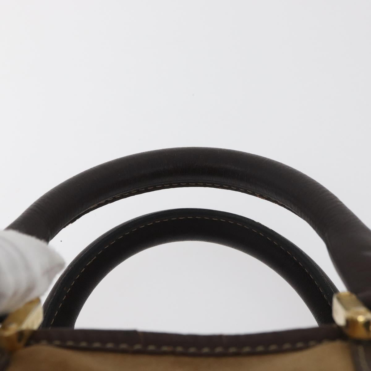 LOEWE Amazona 32 Hand Bag Suede Brown Gold Auth 181358