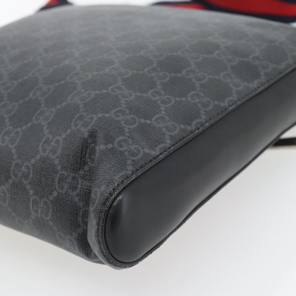 GUCCI GG Supreme Sherry Line Shoulder Bag PVC Black Silver 474137 Auth 181362A