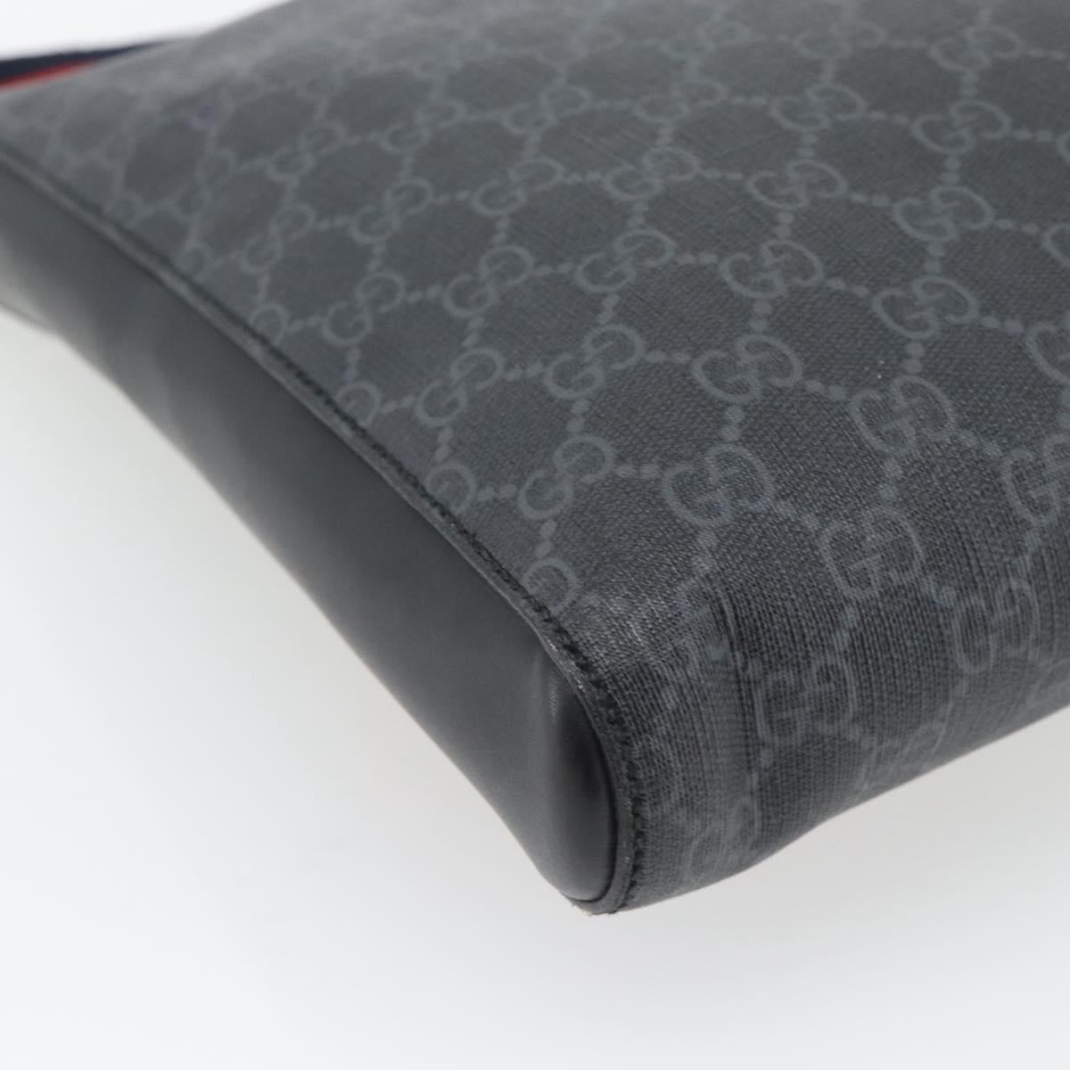 GUCCI GG Supreme Sherry Line Shoulder Bag PVC Black Silver 474137 Auth 181362A