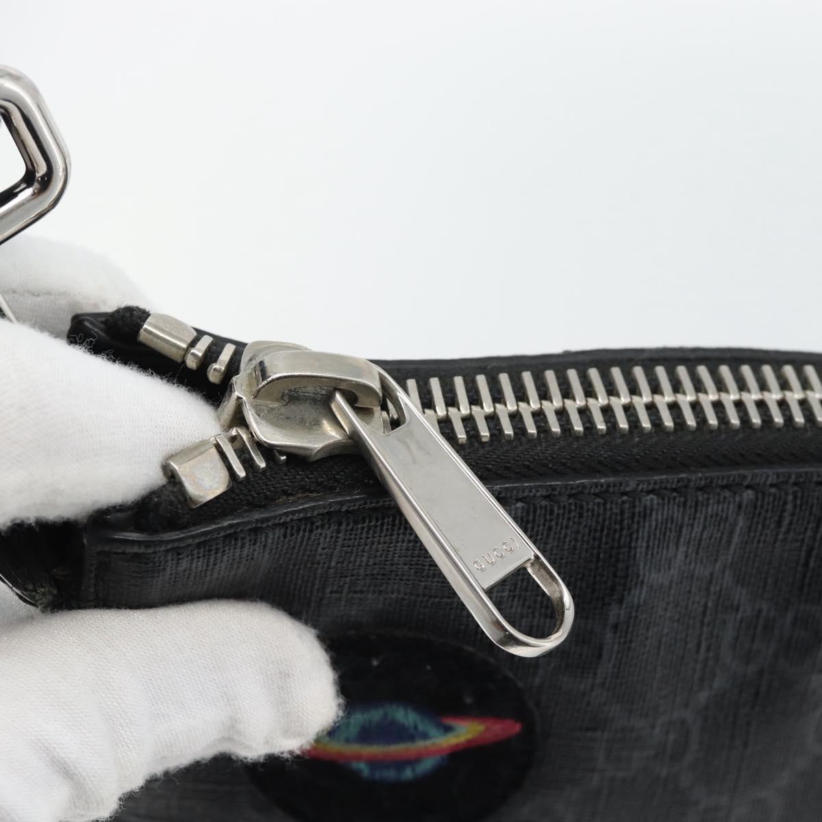 GUCCI GG Supreme Sherry Line Shoulder Bag PVC Black Silver 474137 Auth 181362A