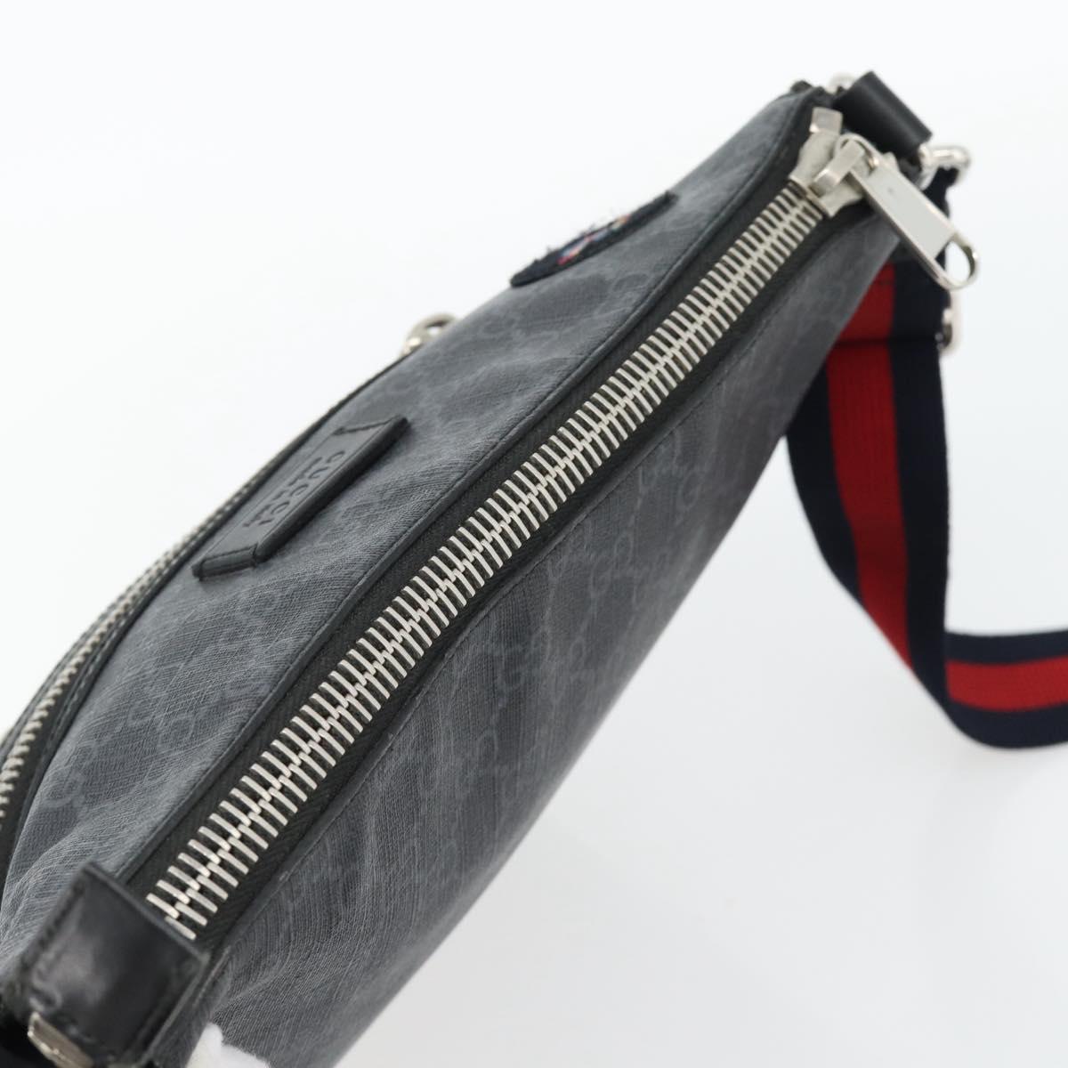 GUCCI GG Supreme Sherry Line Shoulder Bag PVC Black Silver 474137 Auth 181362A