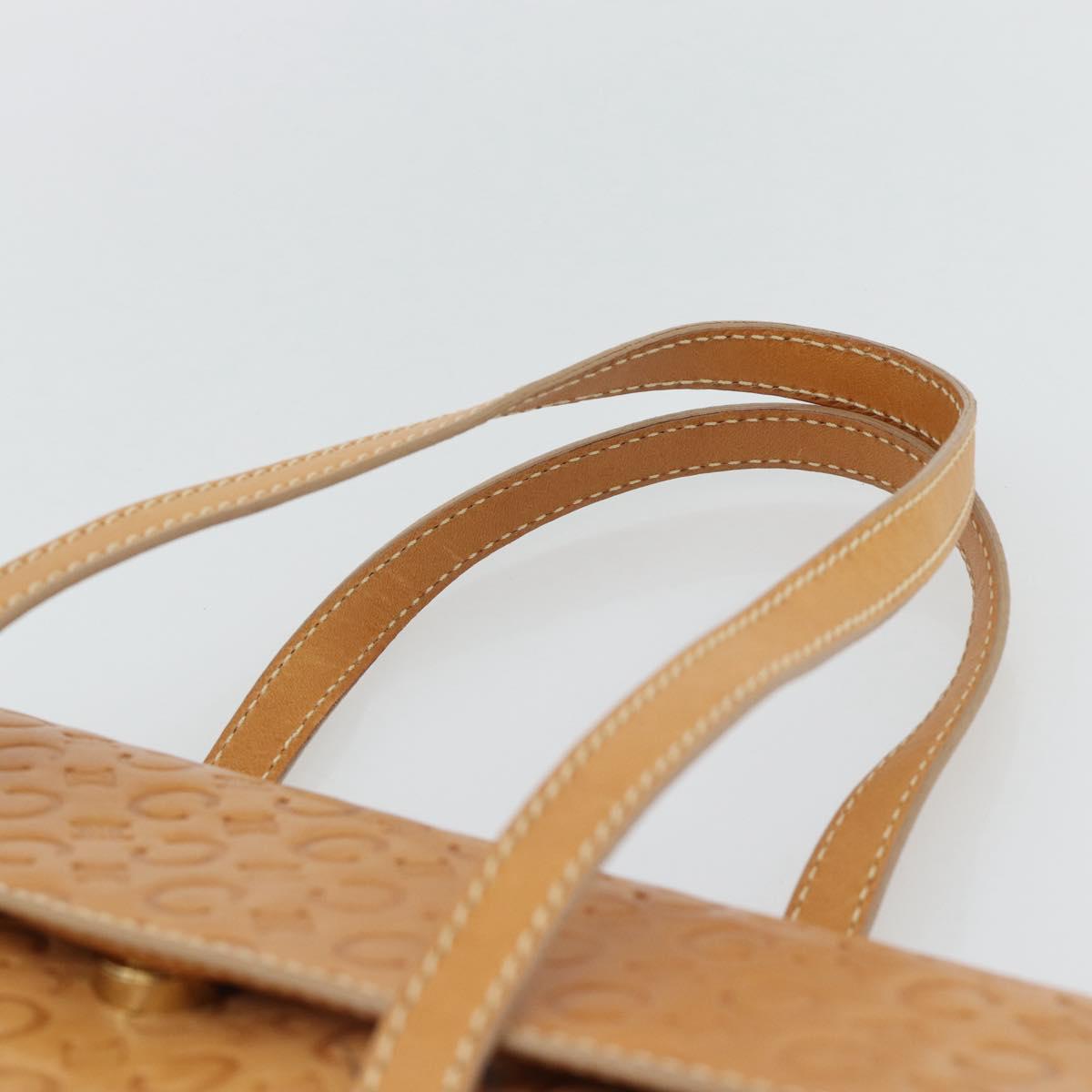 CELINE C Macadam Canvas Hand Bag Leather Beige Gold Auth 181365A