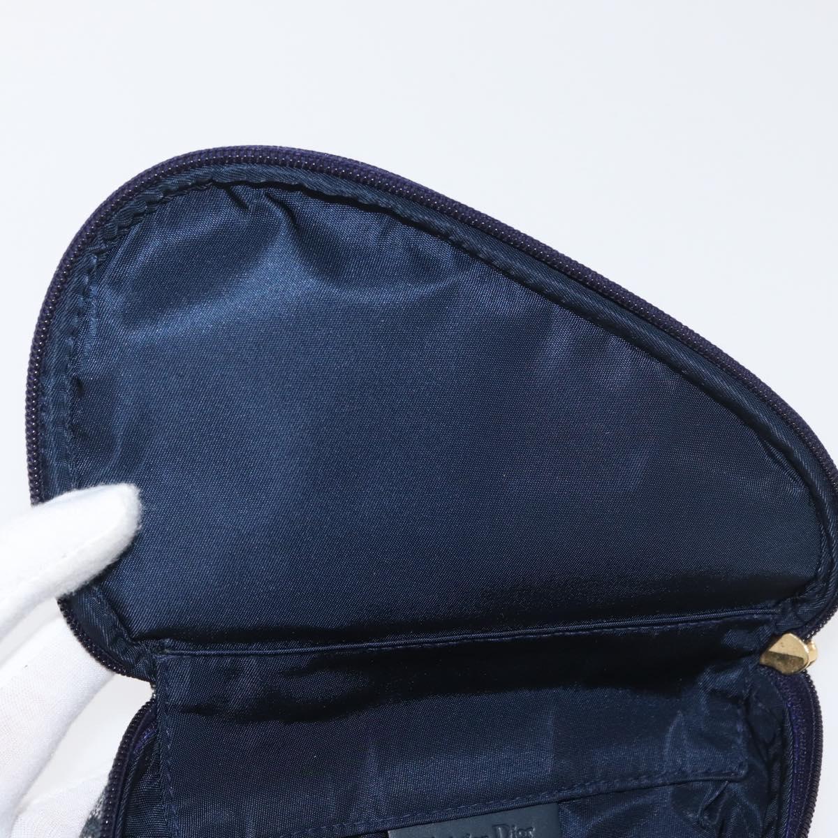 Christian Dior Trotter Canvas Saddle Pouch Navy Gold Auth 181372A
